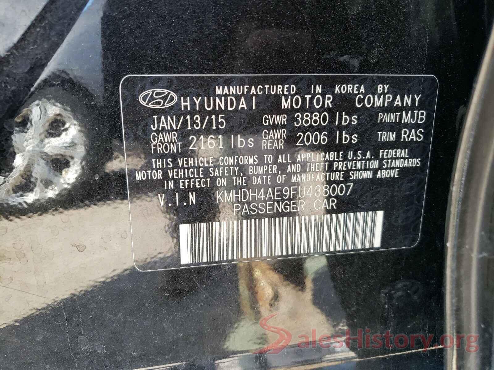 KMHDH4AE9FU438007 2015 HYUNDAI ELANTRA