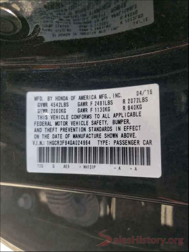 1HGCR3F94GA024964 2016 HONDA ACCORD