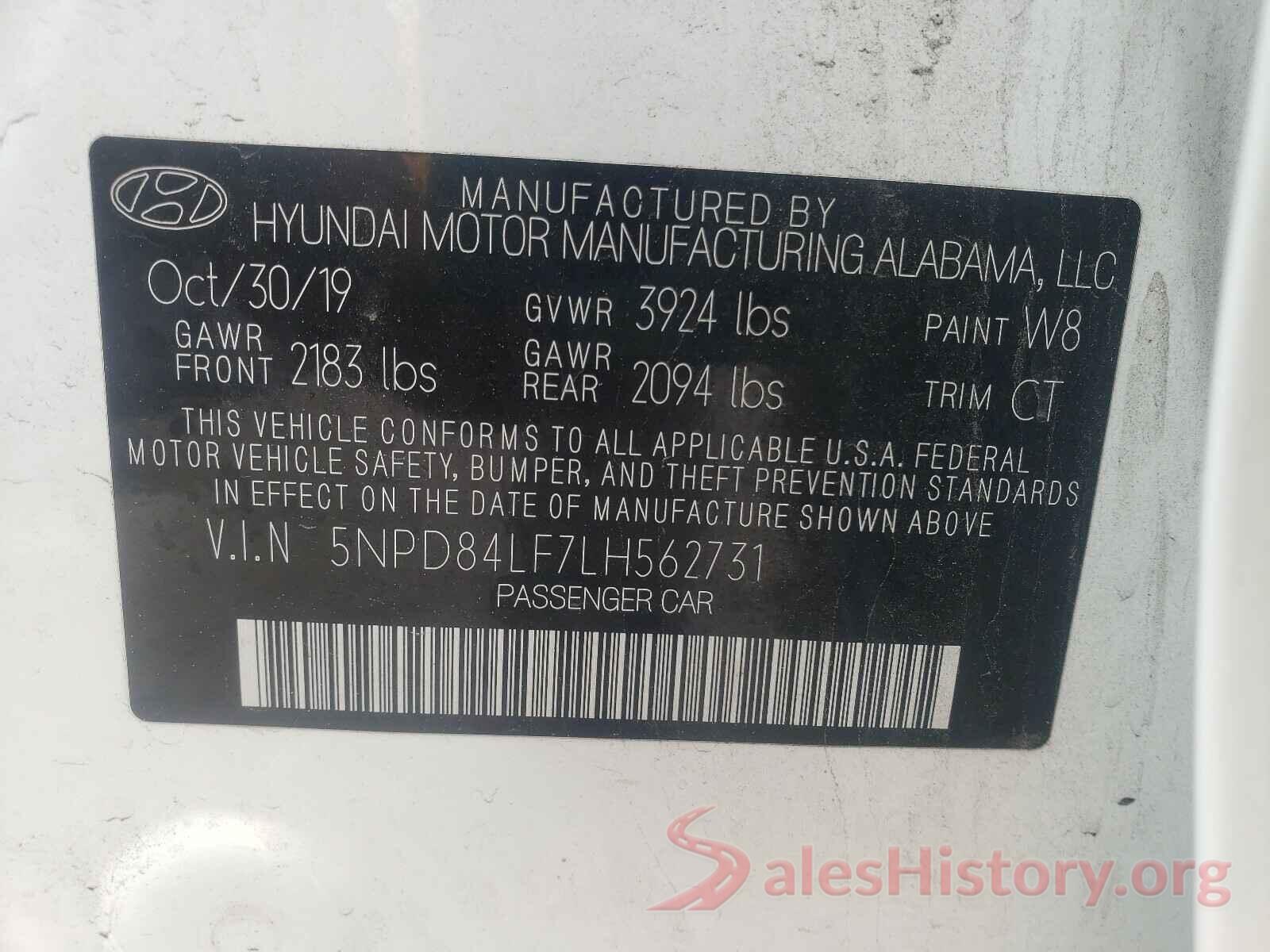 5NPD84LF7LH562731 2020 HYUNDAI ELANTRA