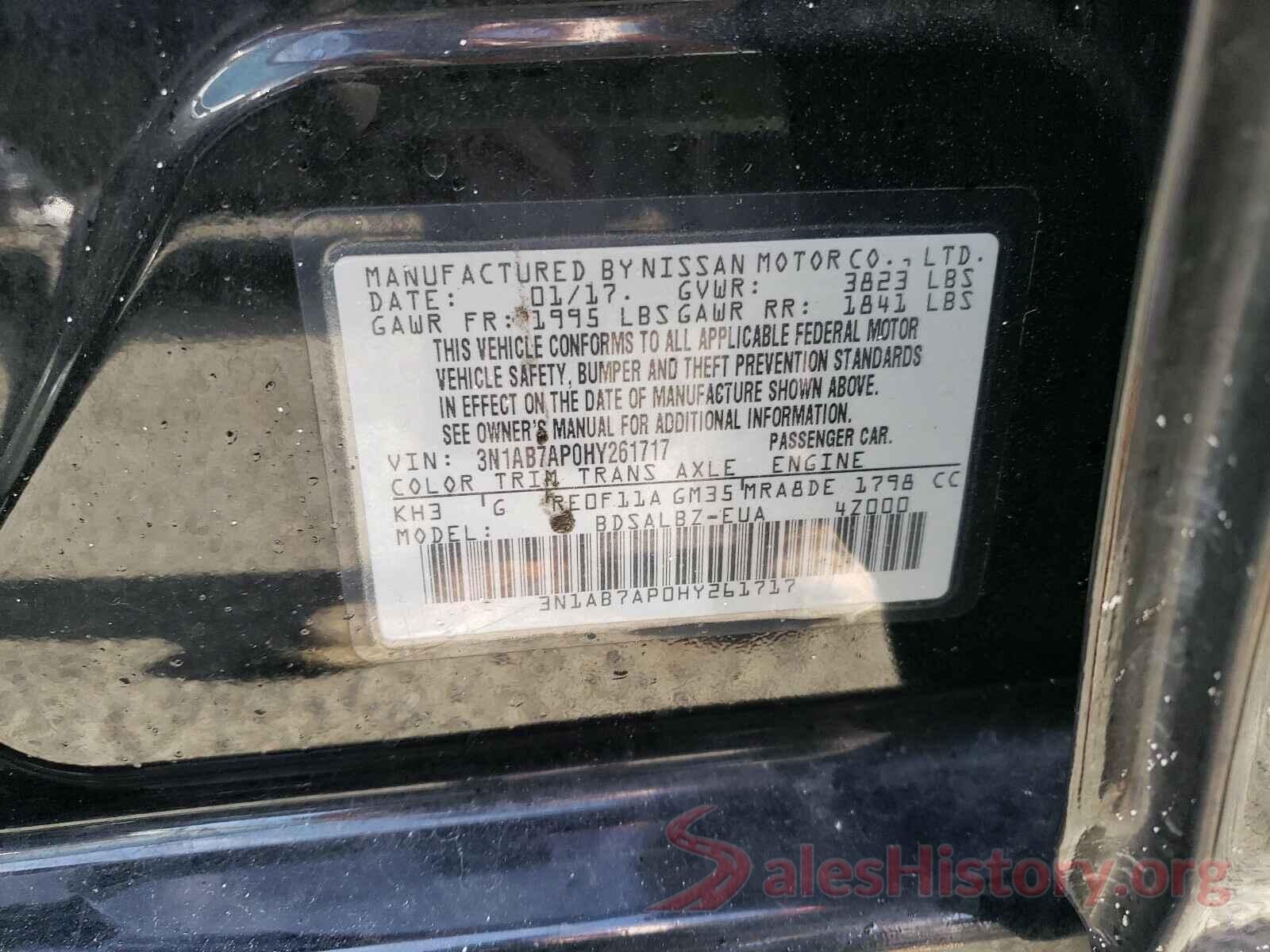 3N1AB7AP0HY261717 2017 NISSAN SENTRA