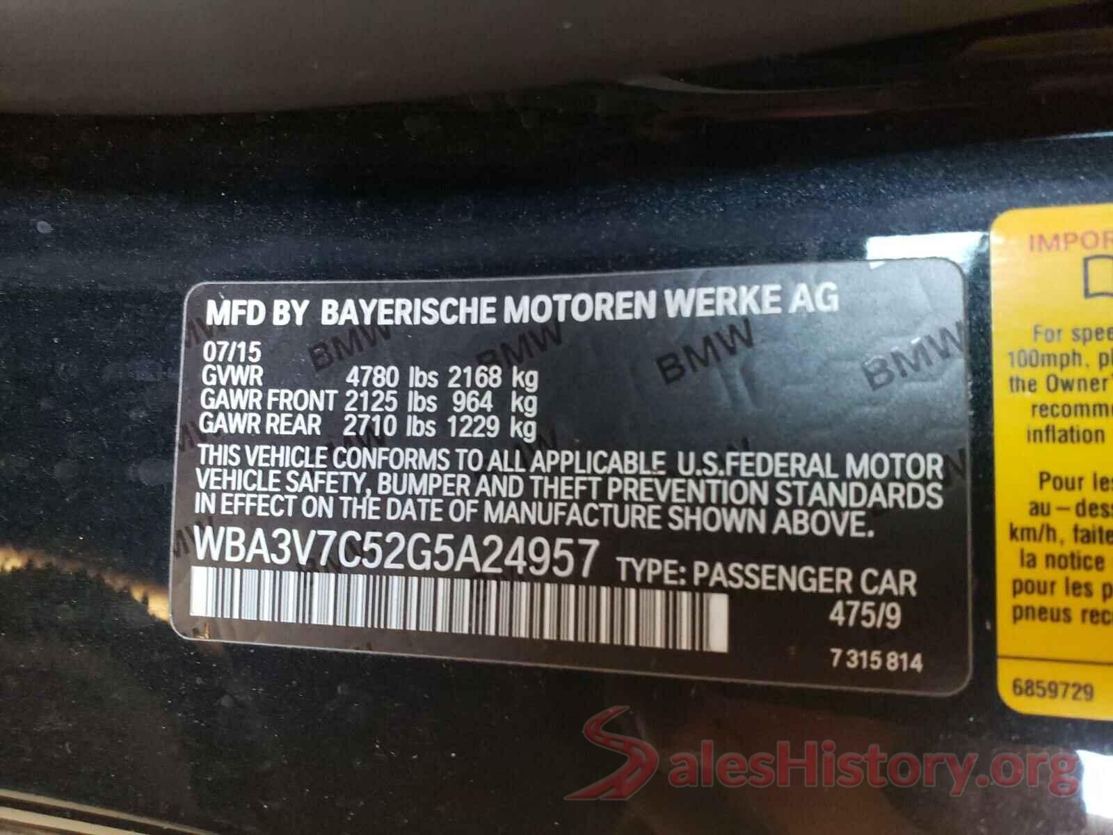 WBA3V7C52G5A24957 2016 BMW 4 SERIES