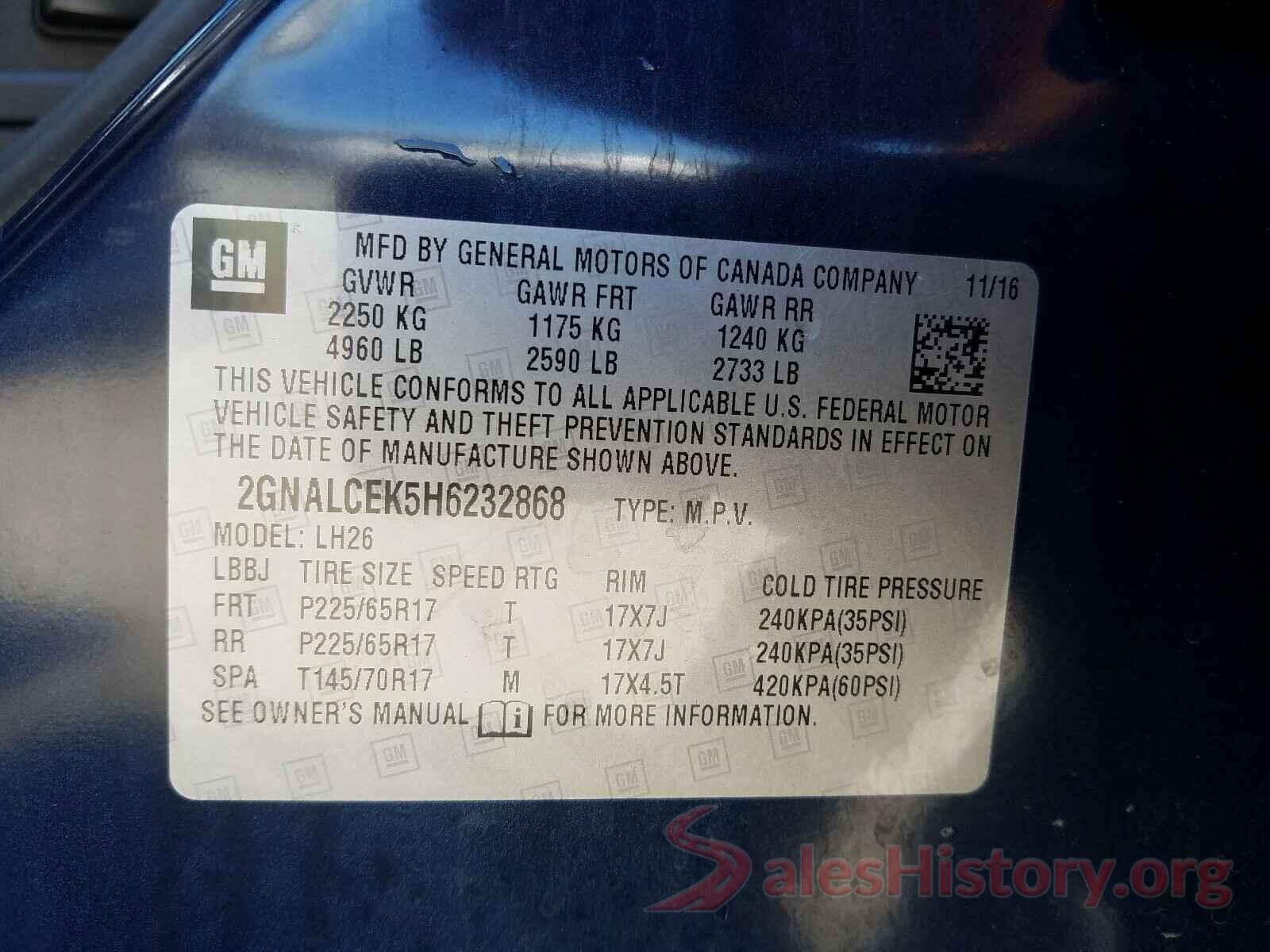 2GNALCEK5H6232868 2017 CHEVROLET EQUINOX