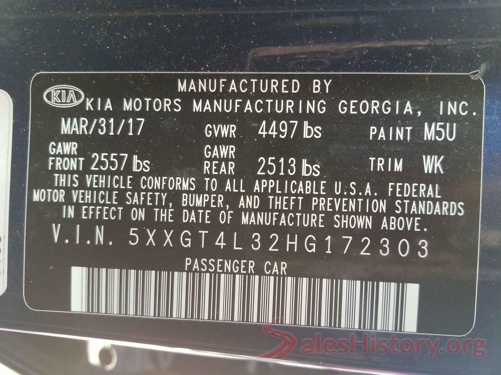 5XXGT4L32HG172303 2017 KIA OPTIMA