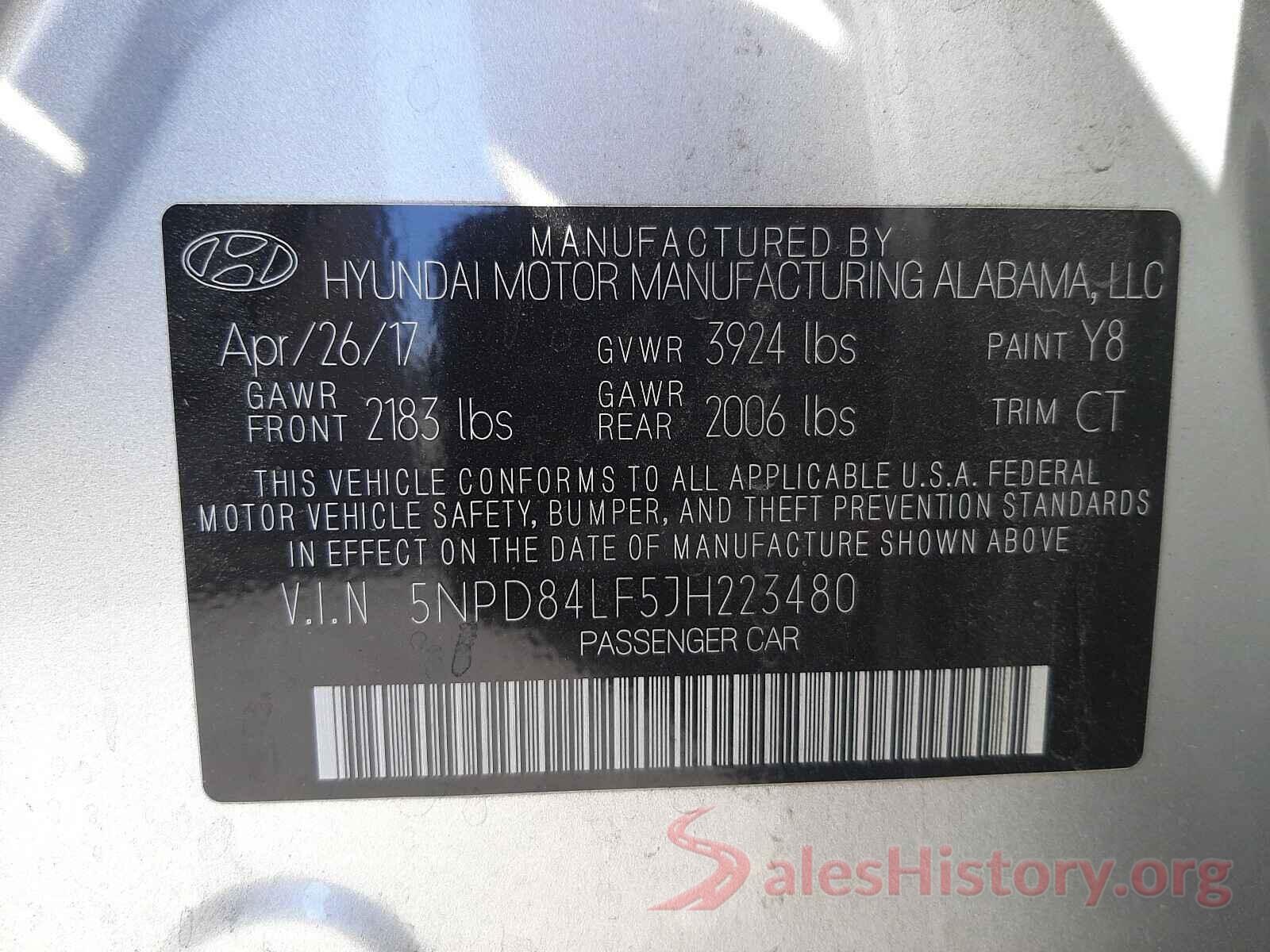 5NPD84LF5JH223480 2018 HYUNDAI ELANTRA