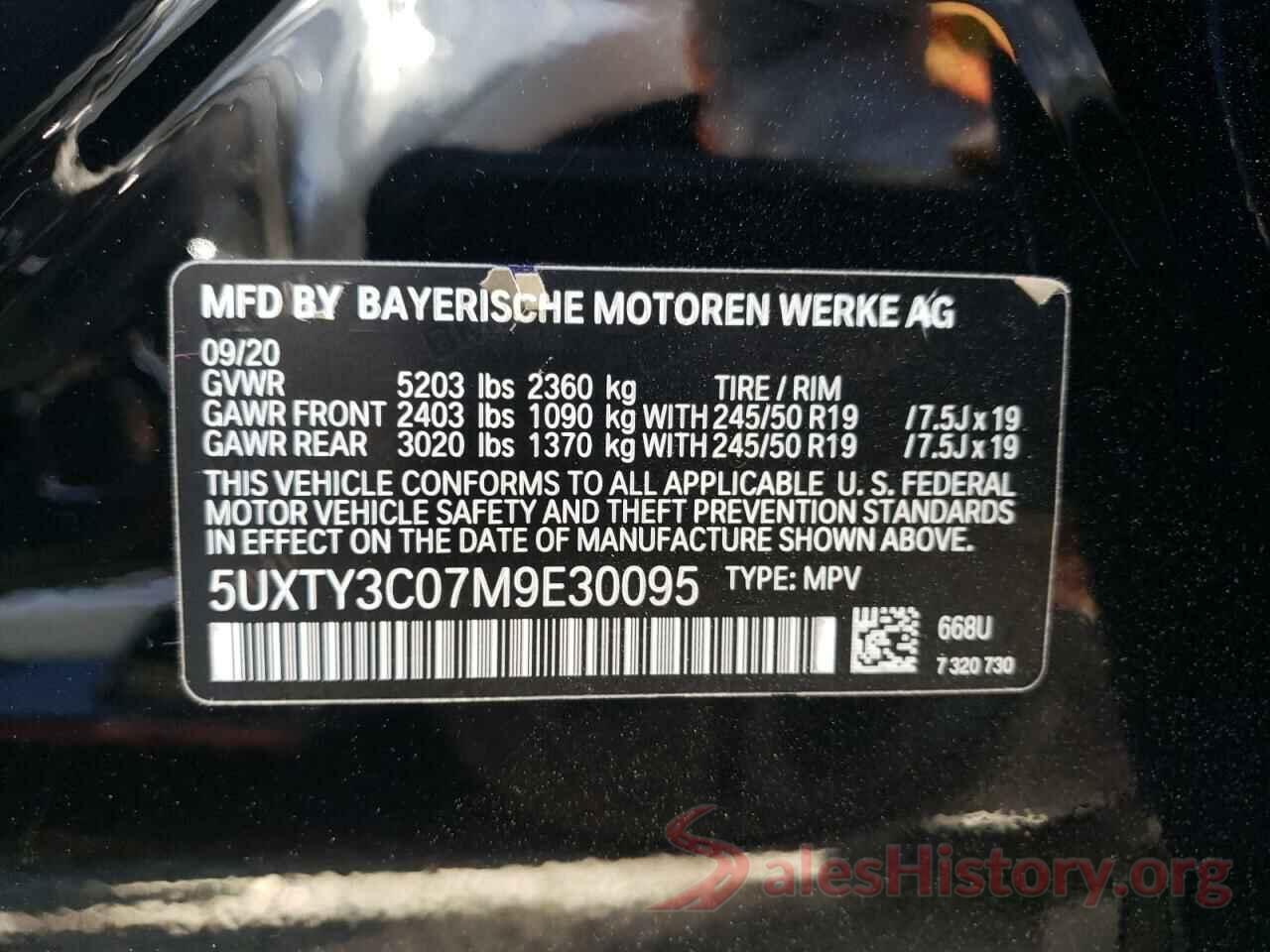 5UXTY3C07M9E30095 2021 BMW X3