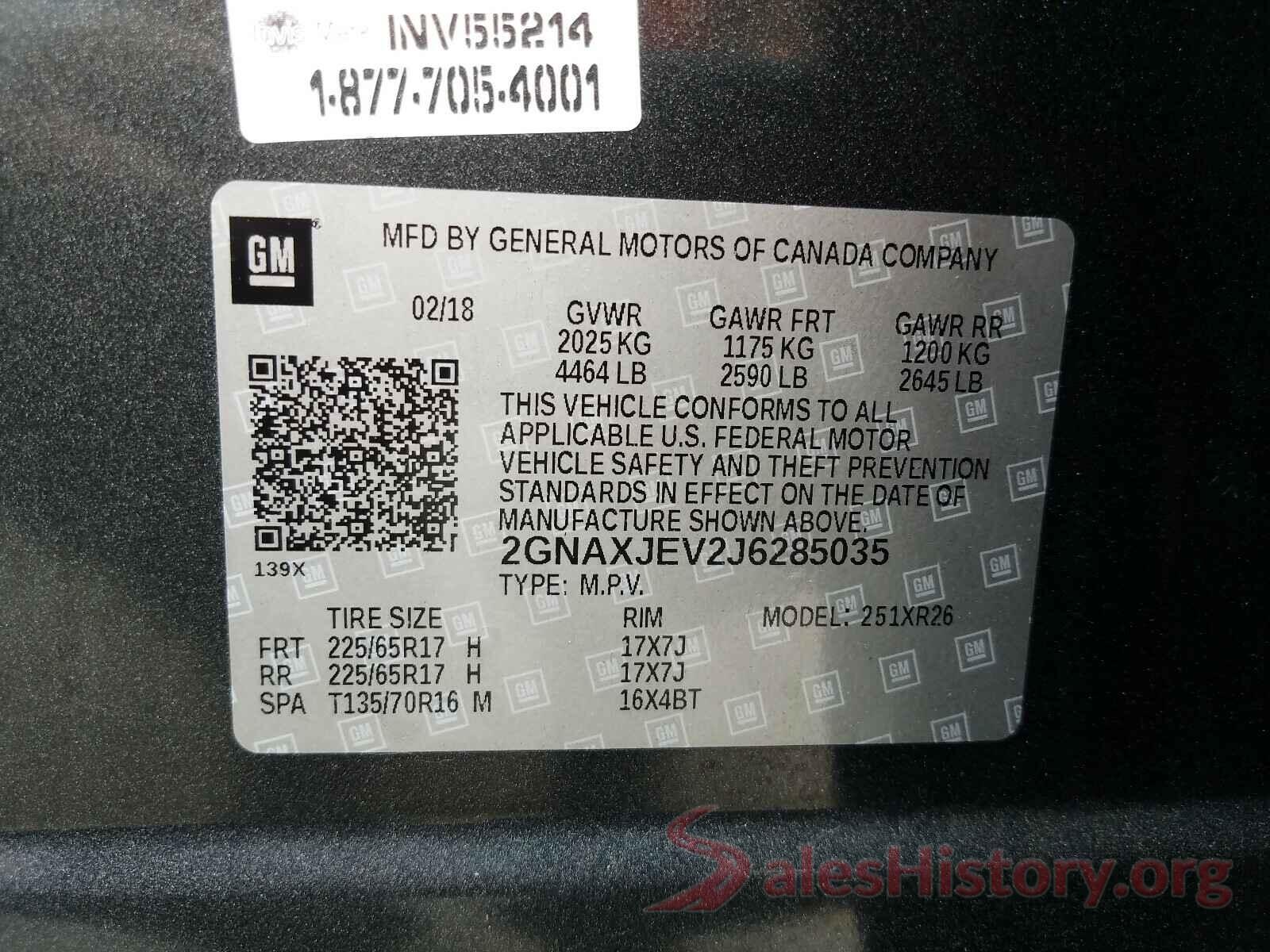 2GNAXJEV2J6285035 2018 CHEVROLET EQUINOX