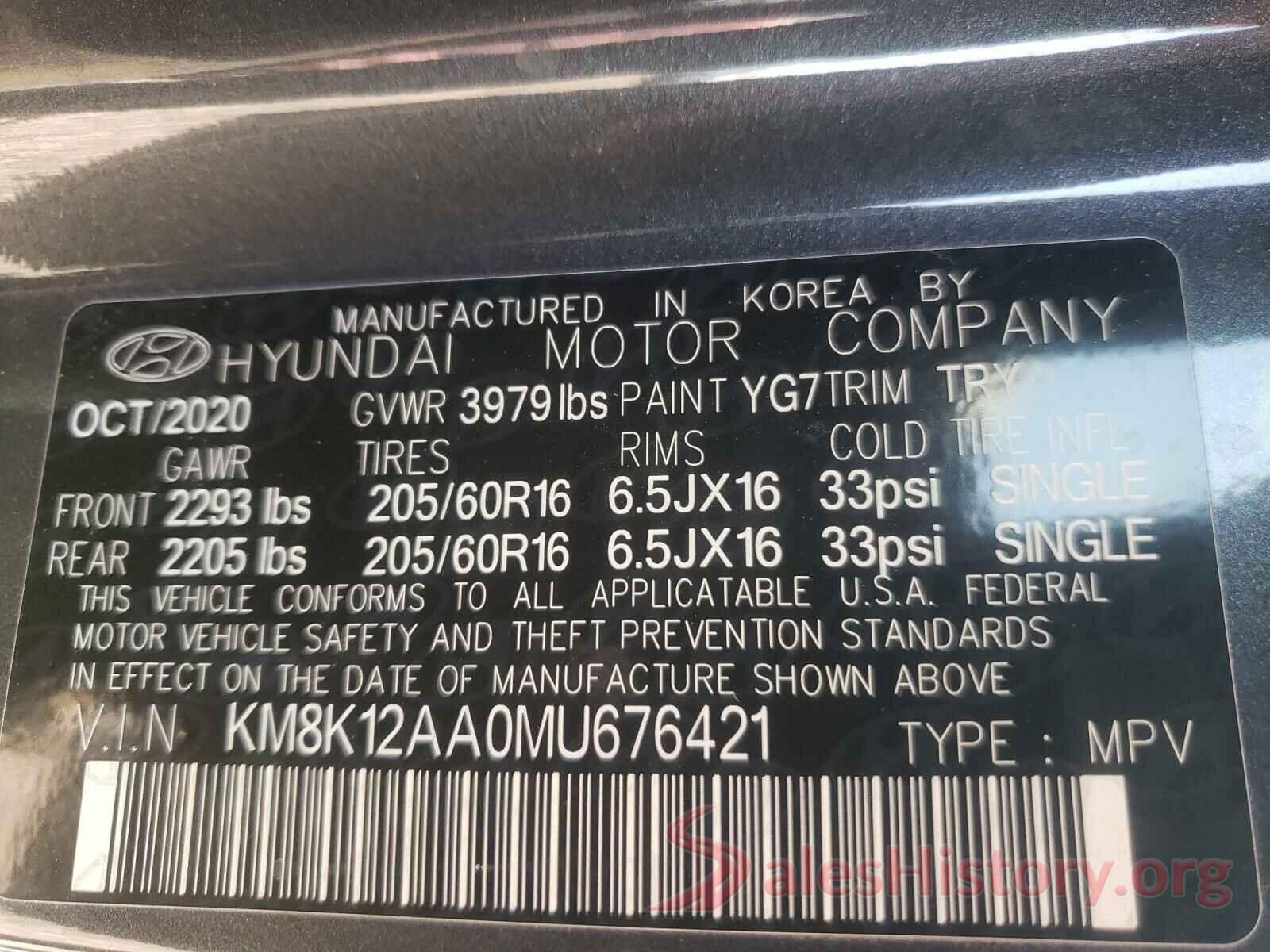 KM8K12AA0MU676421 2021 HYUNDAI KONA