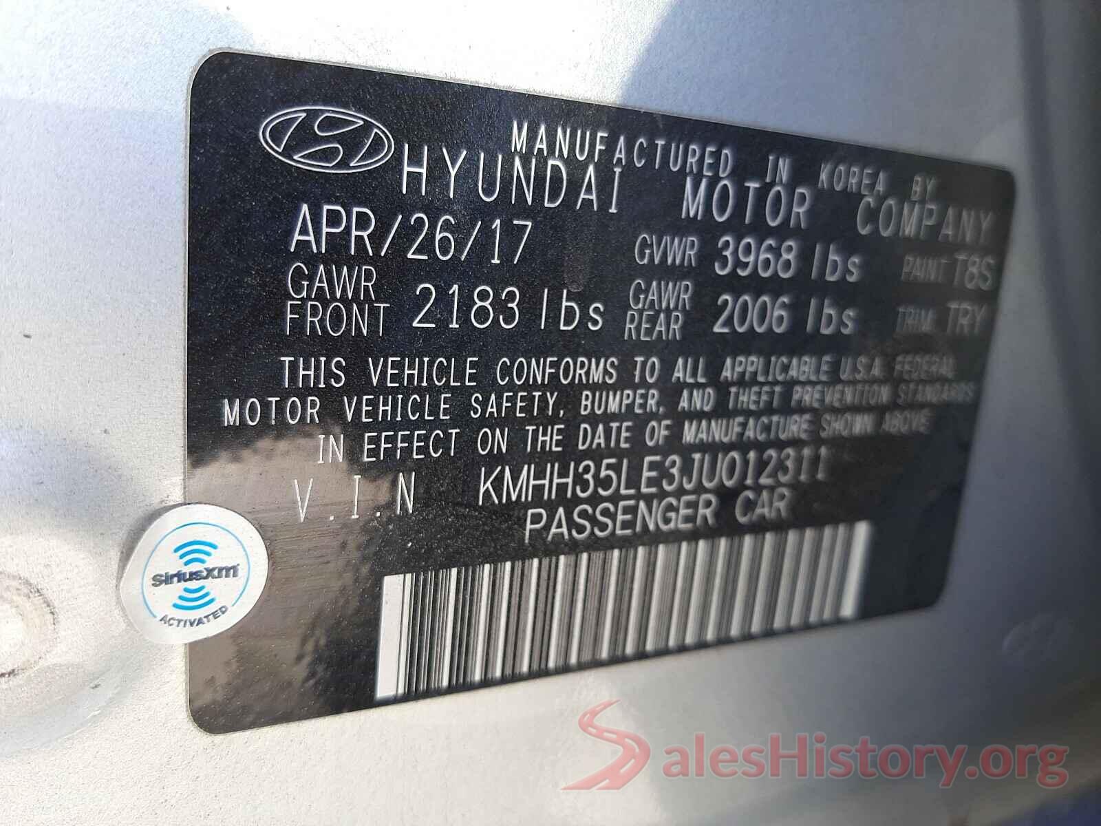 KMHH35LE3JU012311 2018 HYUNDAI ELANTRA