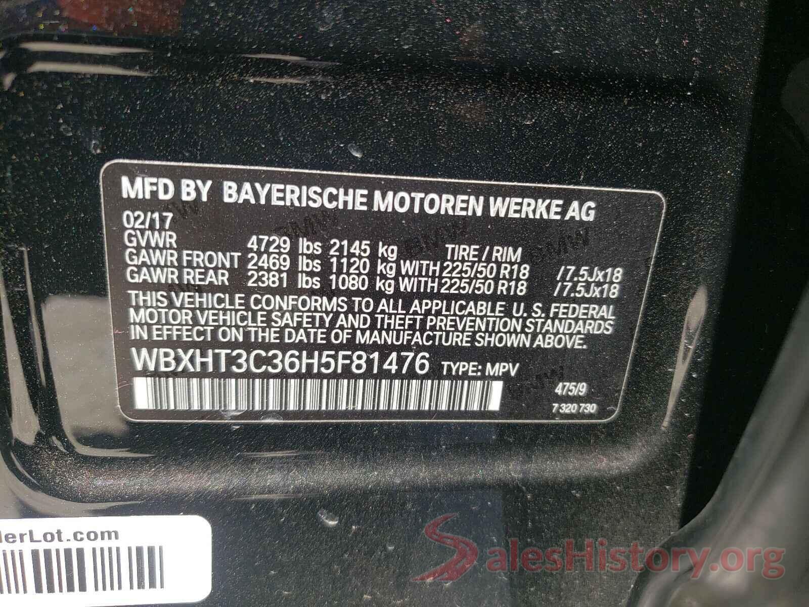 WBXHT3C36H5F81476 2017 BMW X1