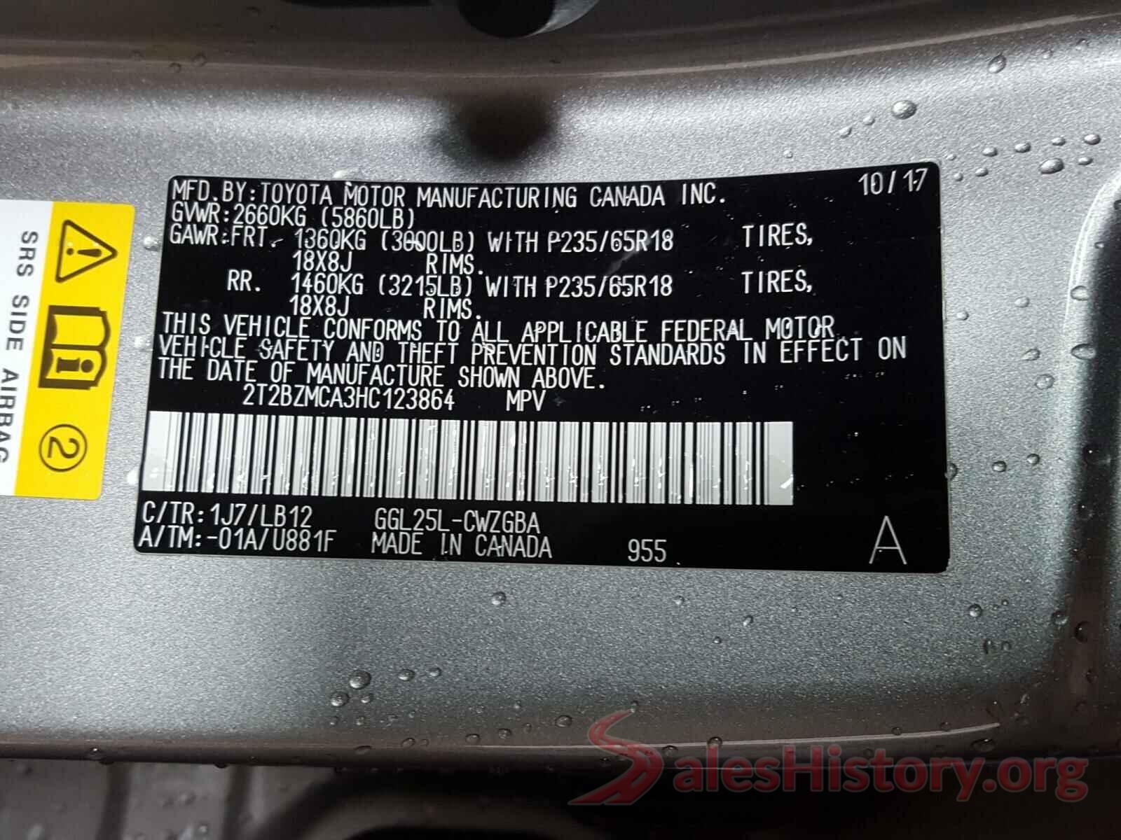 2T2BZMCA3HC123864 2017 LEXUS RX350