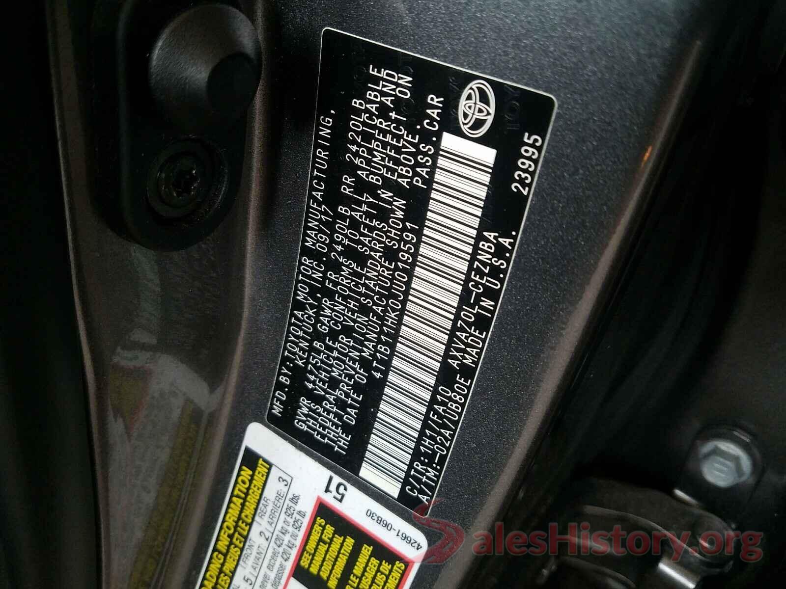 4T1B11HK0JU019591 2018 TOYOTA CAMRY