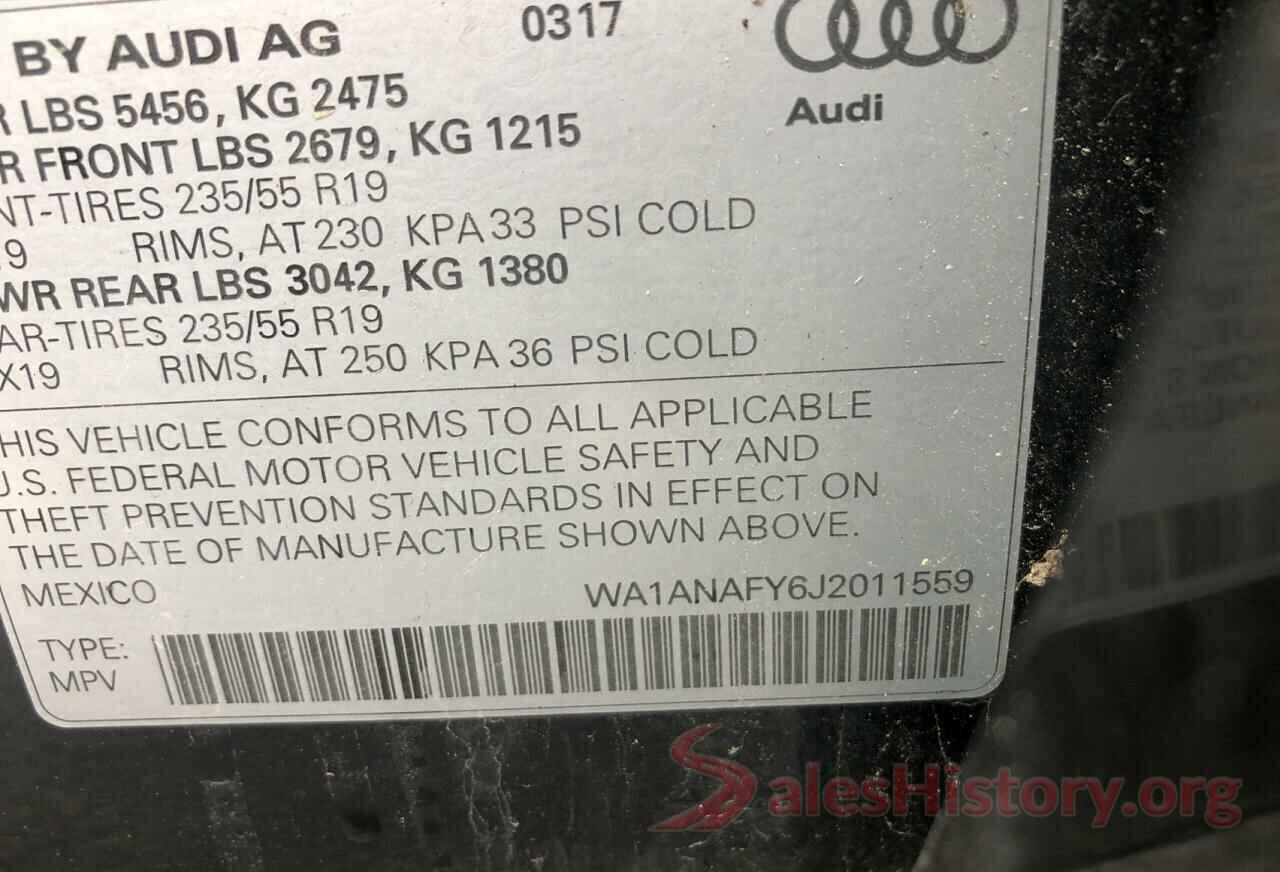 WA1ANAFY6J2011559 2018 AUDI Q5