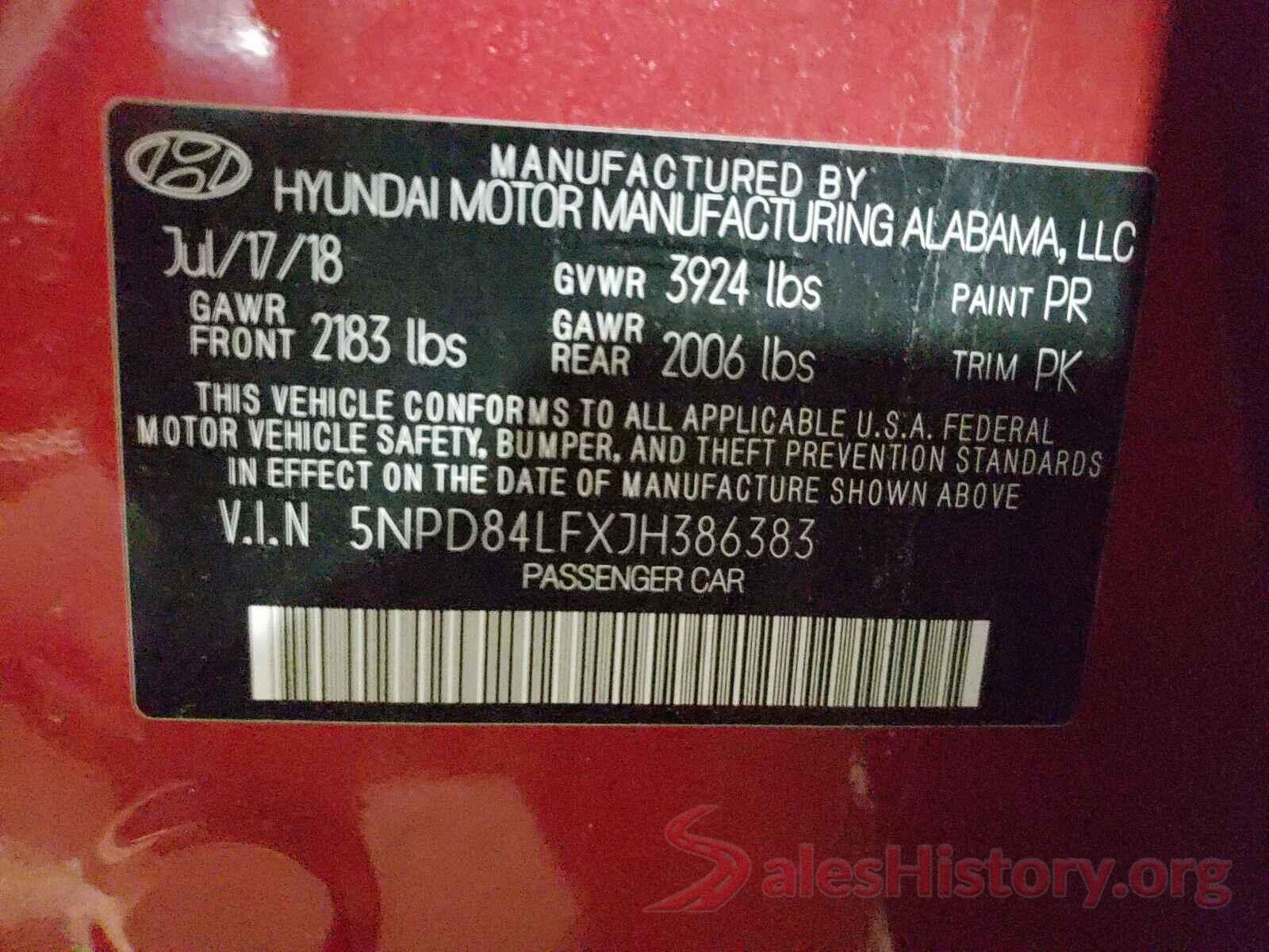 5NPD84LFXJH386383 2018 HYUNDAI ELANTRA