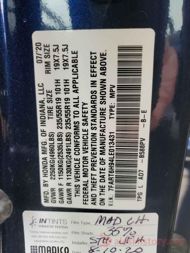 7FART6H94LE013431 2020 HONDA CRV