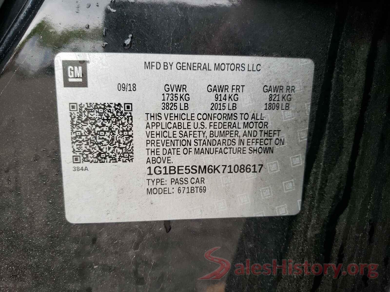 1G1BE5SM6K7108617 2019 CHEVROLET CRUZE