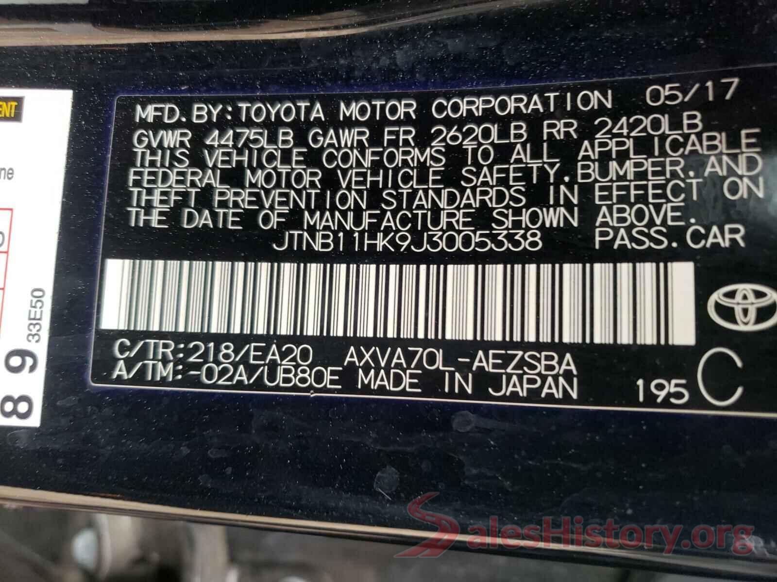 JTNB11HK9J3005338 2018 TOYOTA CAMRY