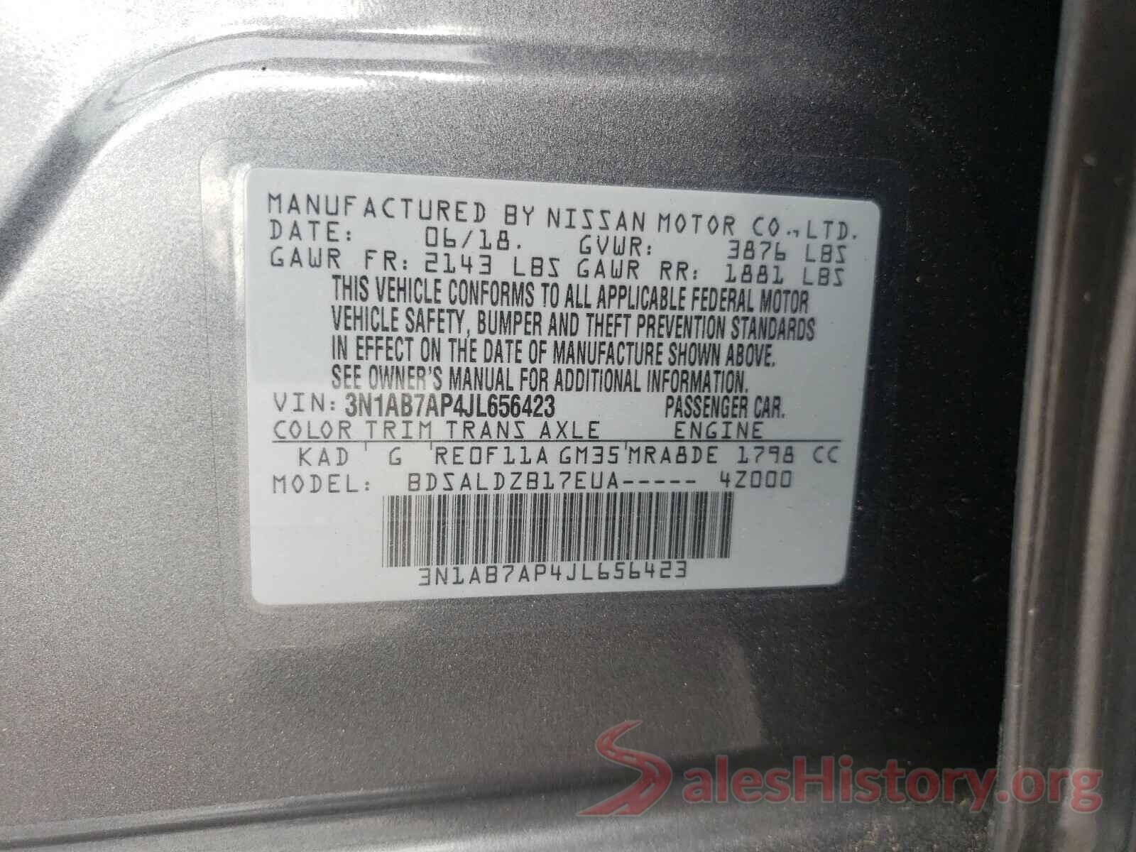 3N1AB7AP4JL656423 2018 NISSAN SENTRA