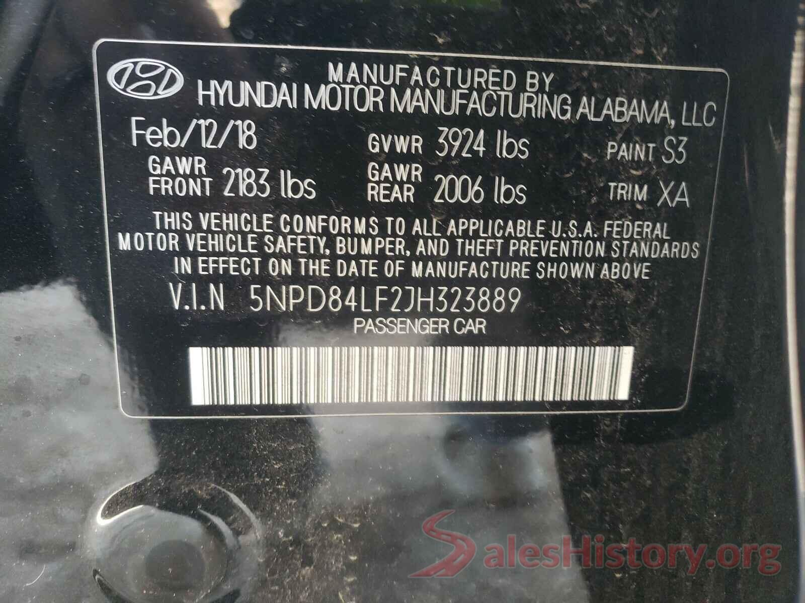 5NPD84LF2JH323889 2018 HYUNDAI ELANTRA