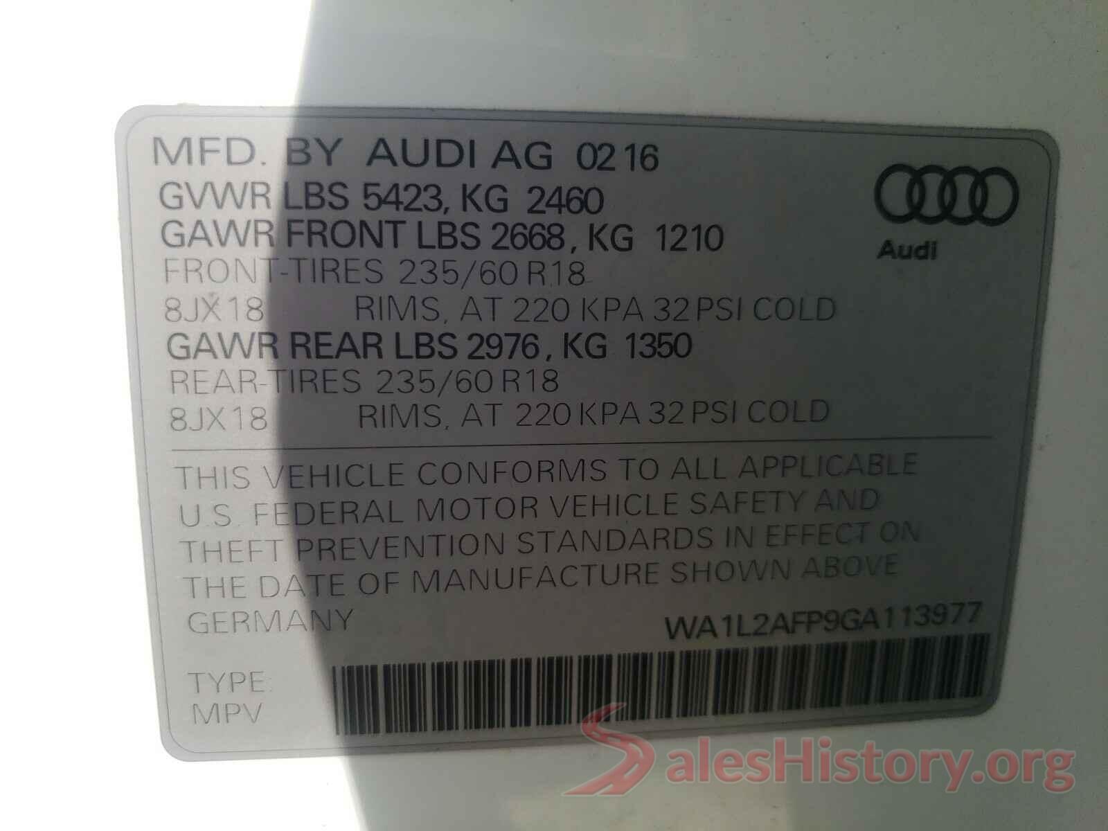 WA1L2AFP9GA113977 2016 AUDI Q5