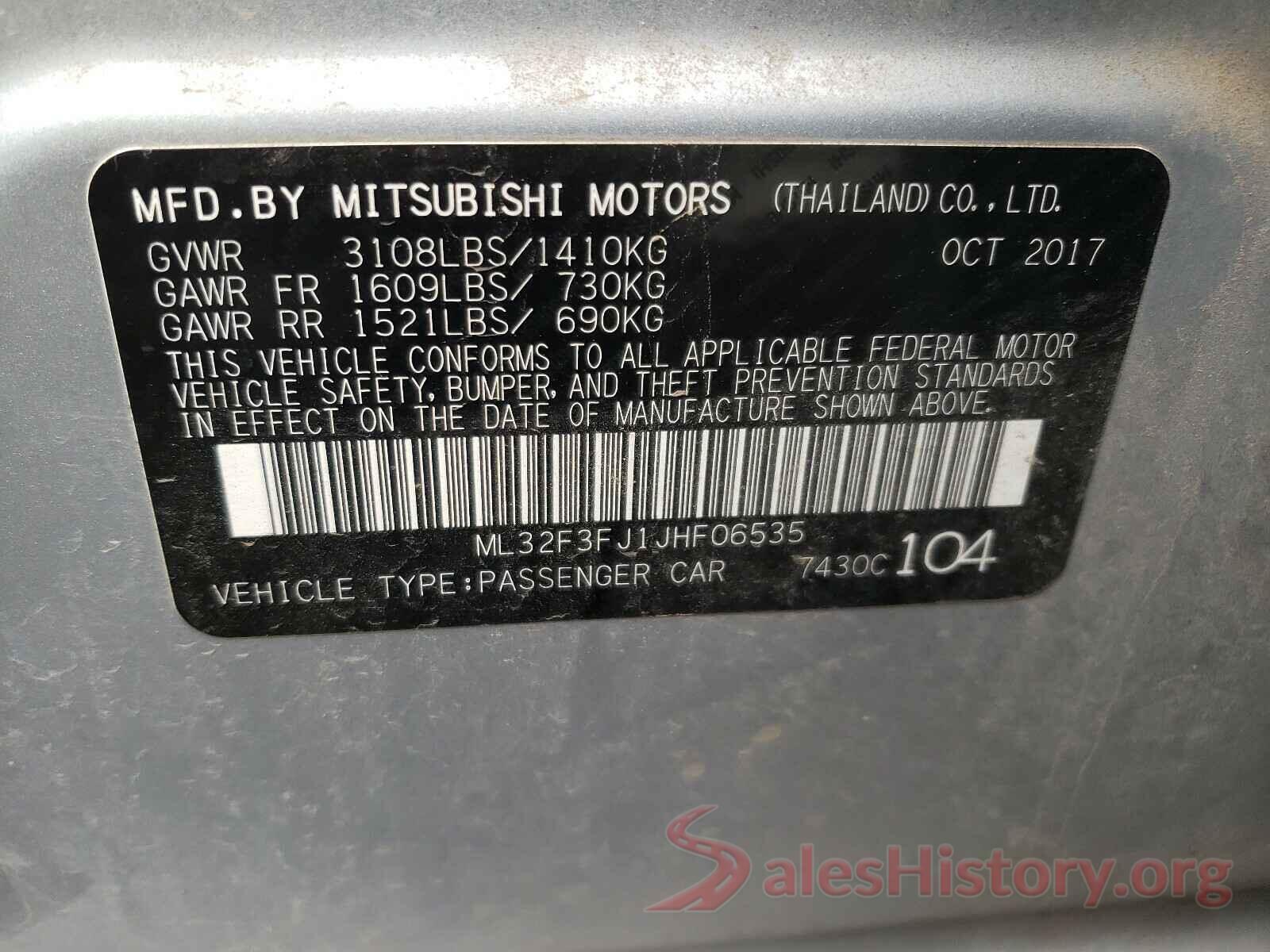 ML32F3FJ1JHF06535 2018 MITSUBISHI MIRAGE