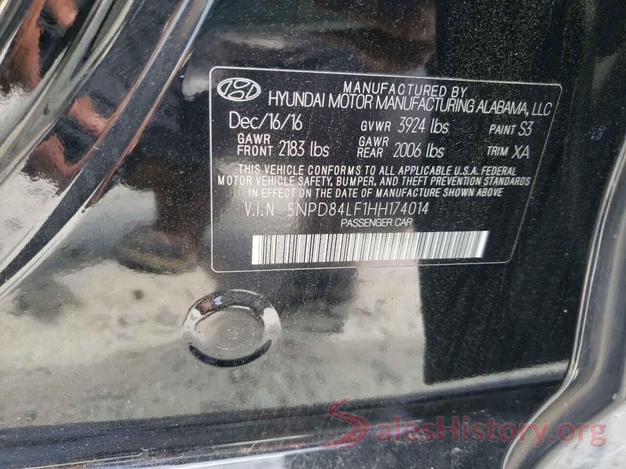 5NPD84LF1HH174014 2017 HYUNDAI ELANTRA