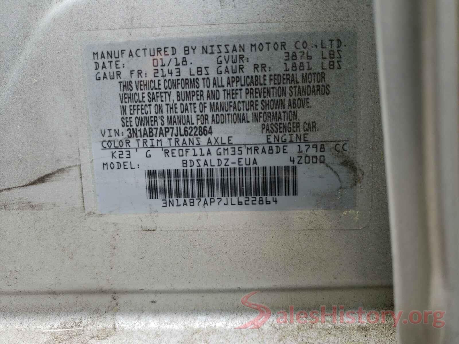 3N1AB7AP7JL622864 2018 NISSAN SENTRA