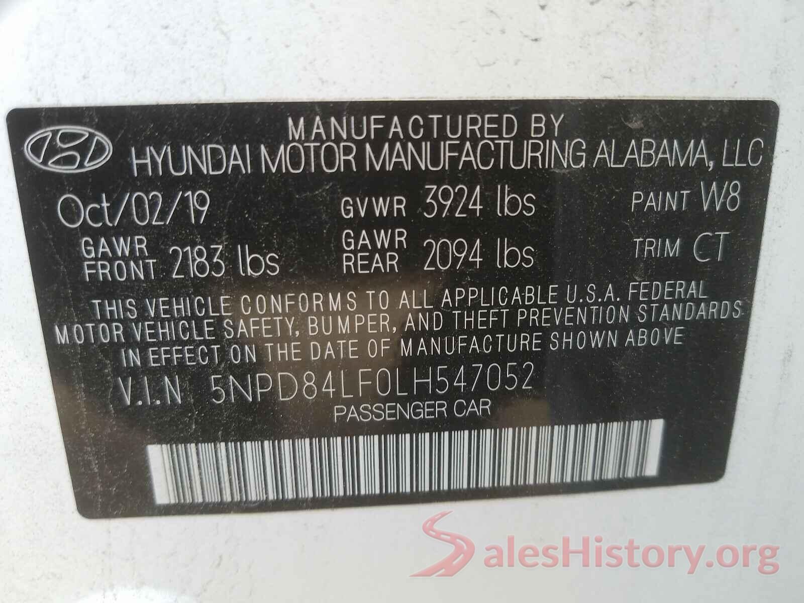 5NPD84LF0LH547052 2020 HYUNDAI ELANTRA