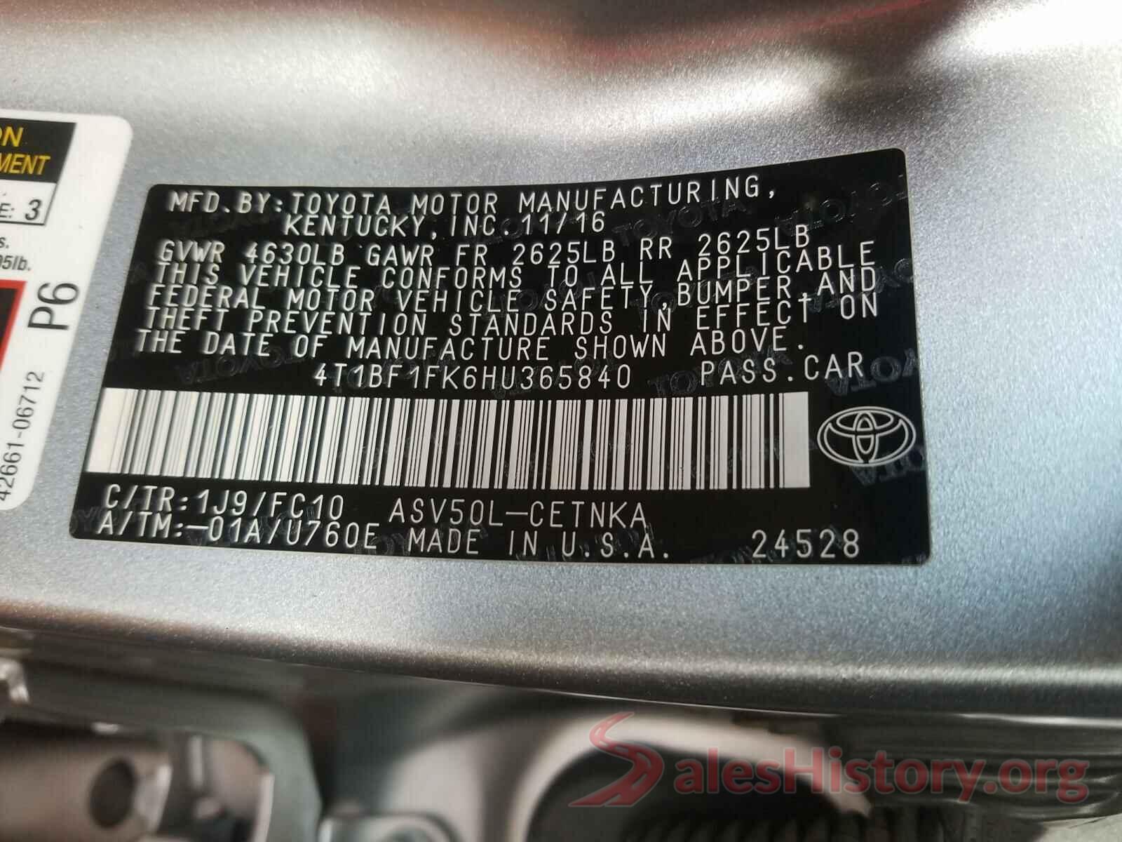 4T1BF1FK6HU365840 2017 TOYOTA CAMRY