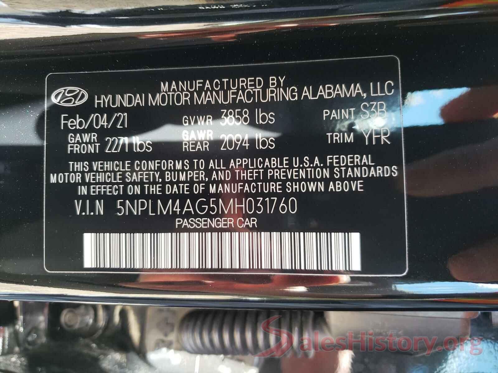 5NPLM4AG5MH031760 2021 HYUNDAI ELANTRA