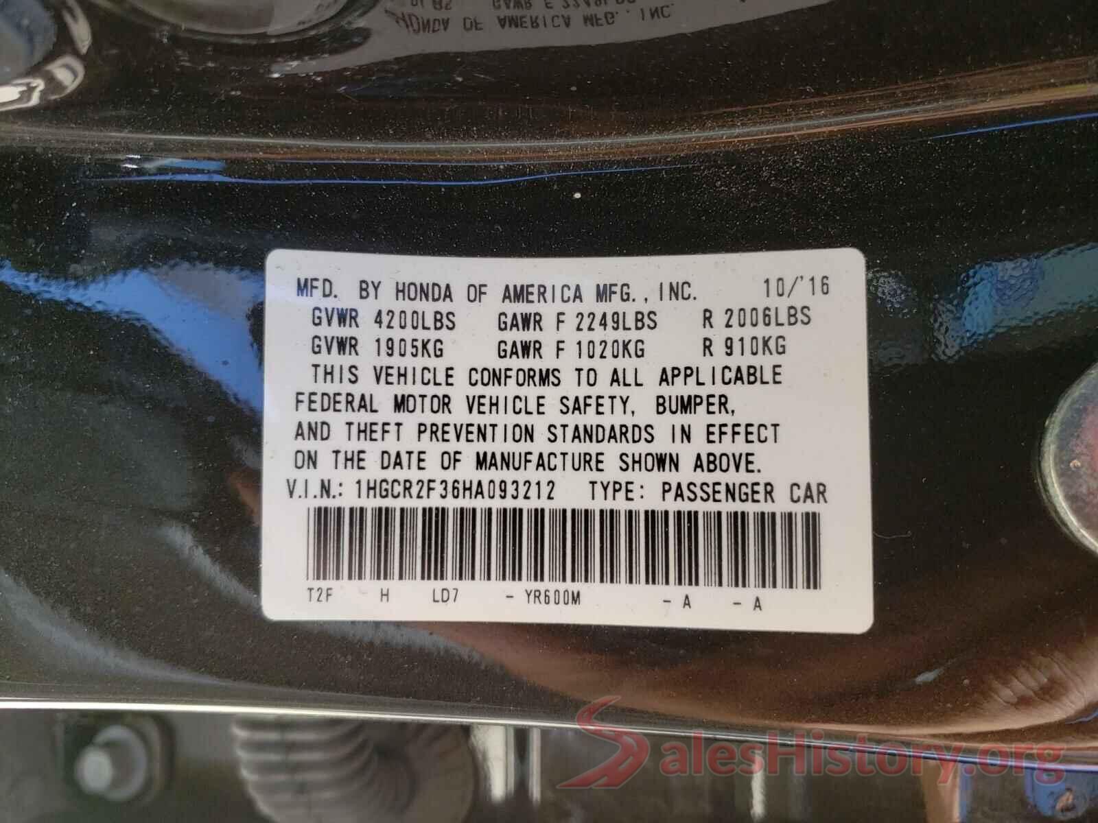 1HGCR2F36HA093212 2017 HONDA ACCORD