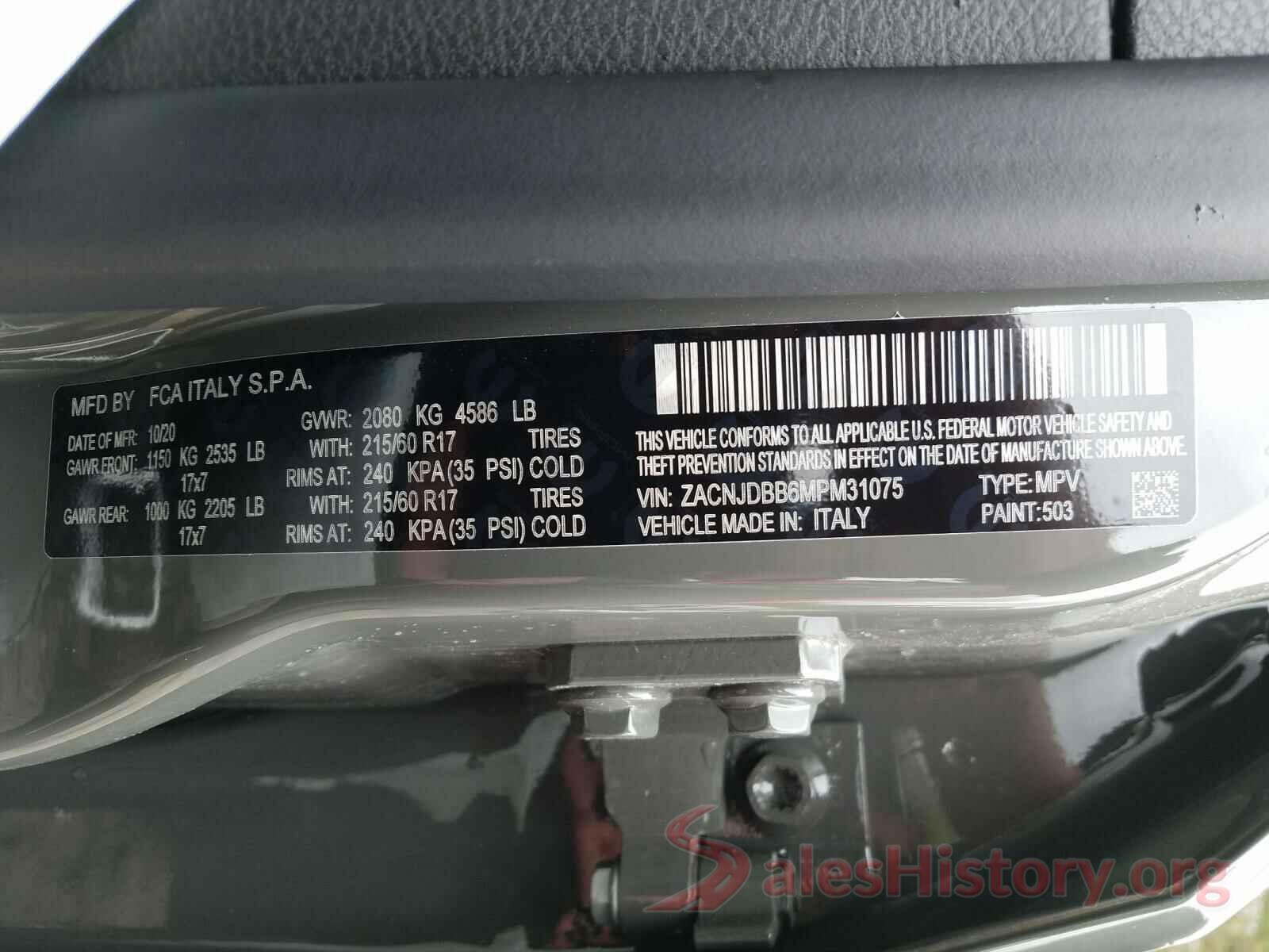 ZACNJDBB6MPM31075 2021 JEEP RENEGADE