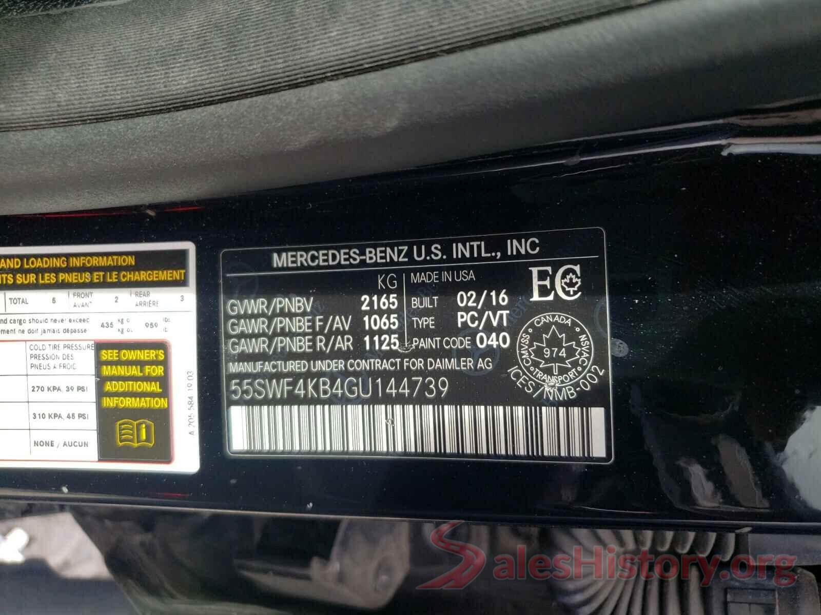 55SWF4KB4GU144739 2016 MERCEDES-BENZ C-CLASS