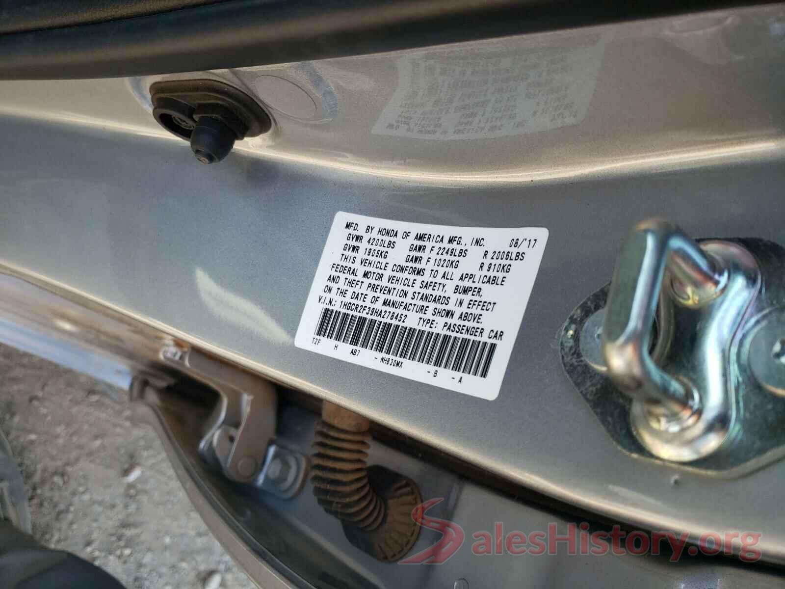 1HGCR2F39HA278452 2017 HONDA ACCORD