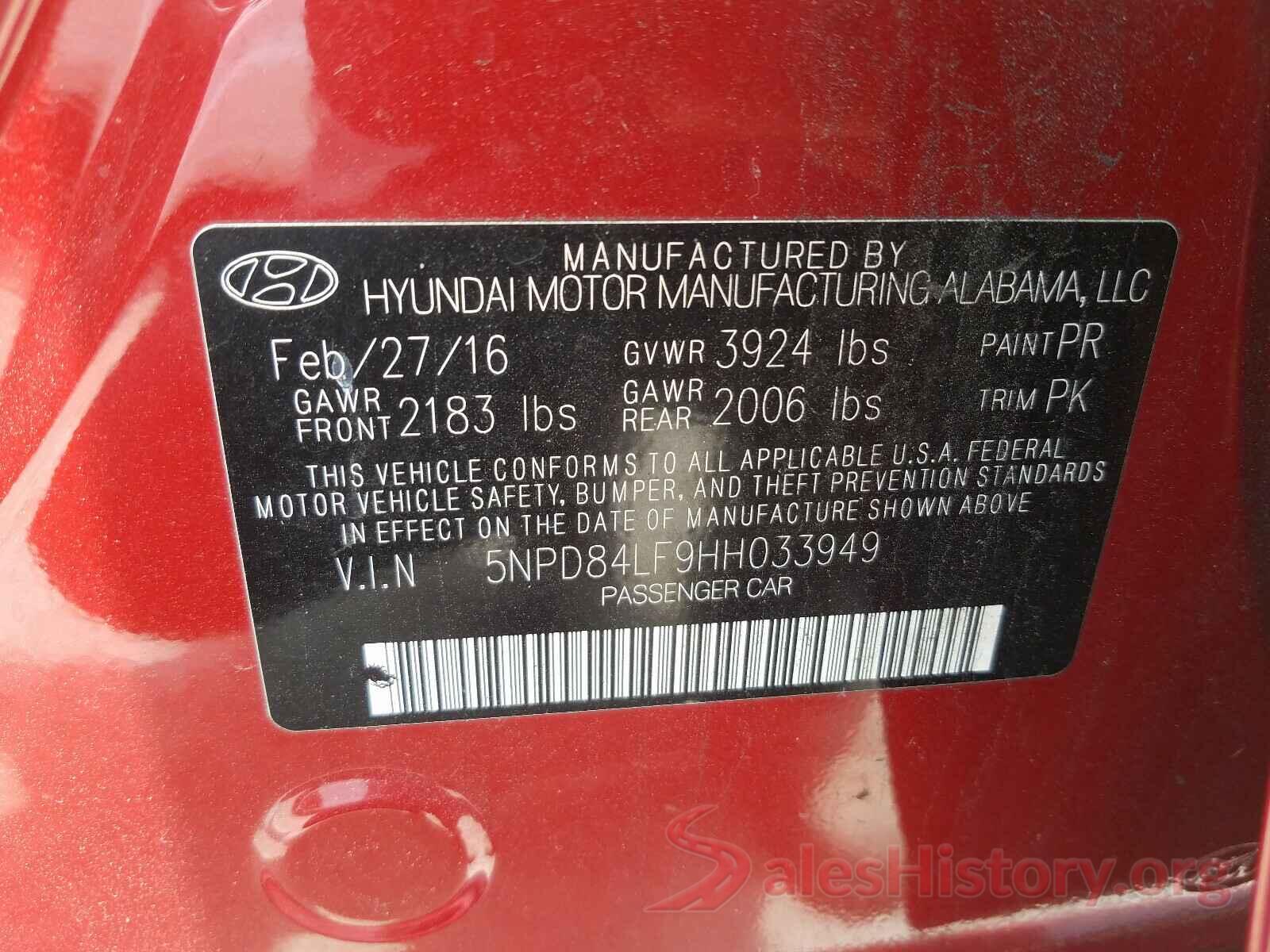 5NPD84LF9HH033949 2017 HYUNDAI ELANTRA