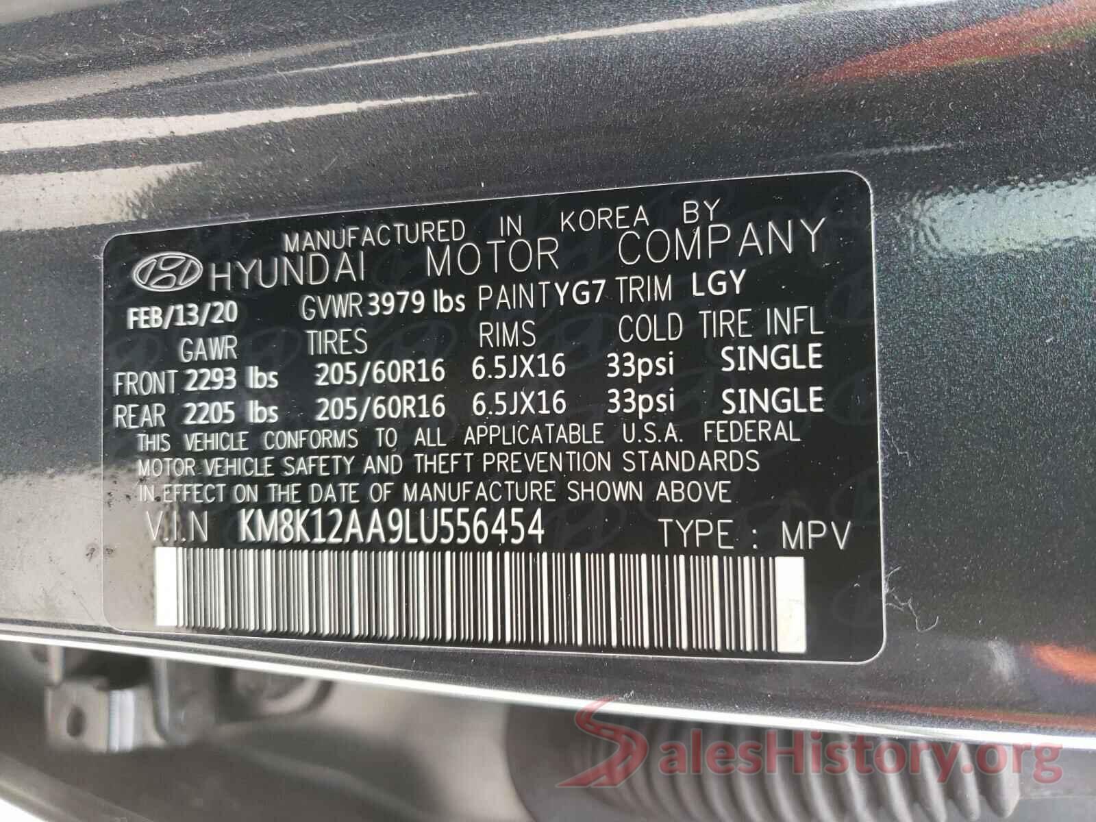 KM8K12AA9LU556454 2020 HYUNDAI KONA