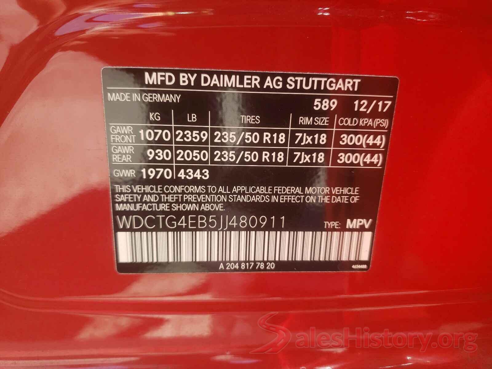 WDCTG4EB5JJ480911 2018 MERCEDES-BENZ G CLASS