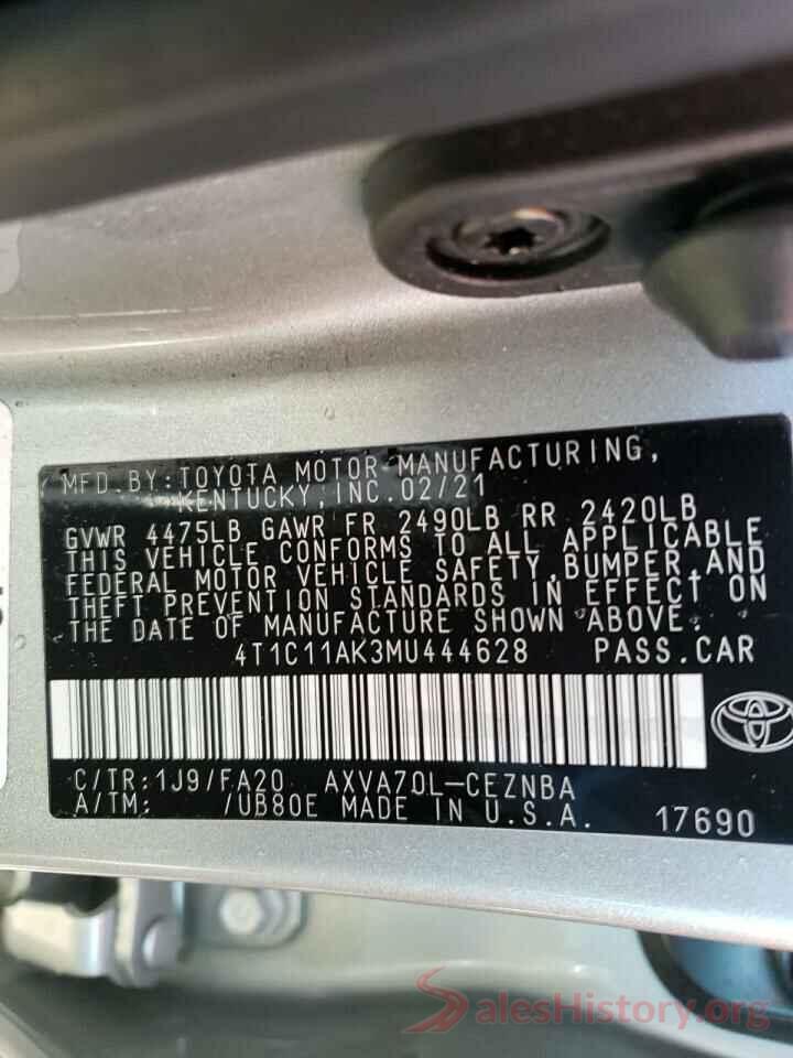 4T1C11AK3MU444628 2021 TOYOTA CAMRY