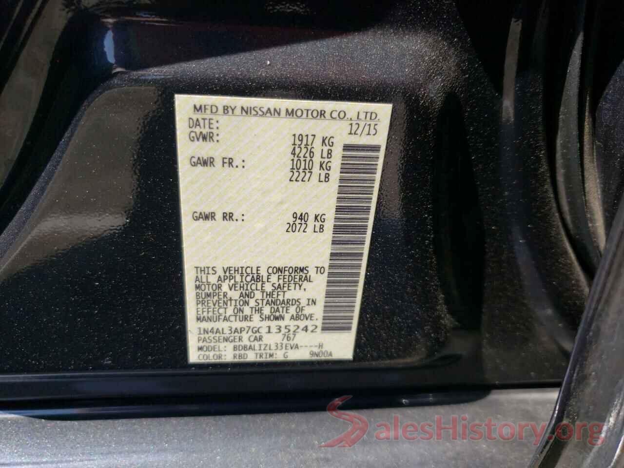 1N4AL3AP7GC135242 2016 NISSAN ALTIMA