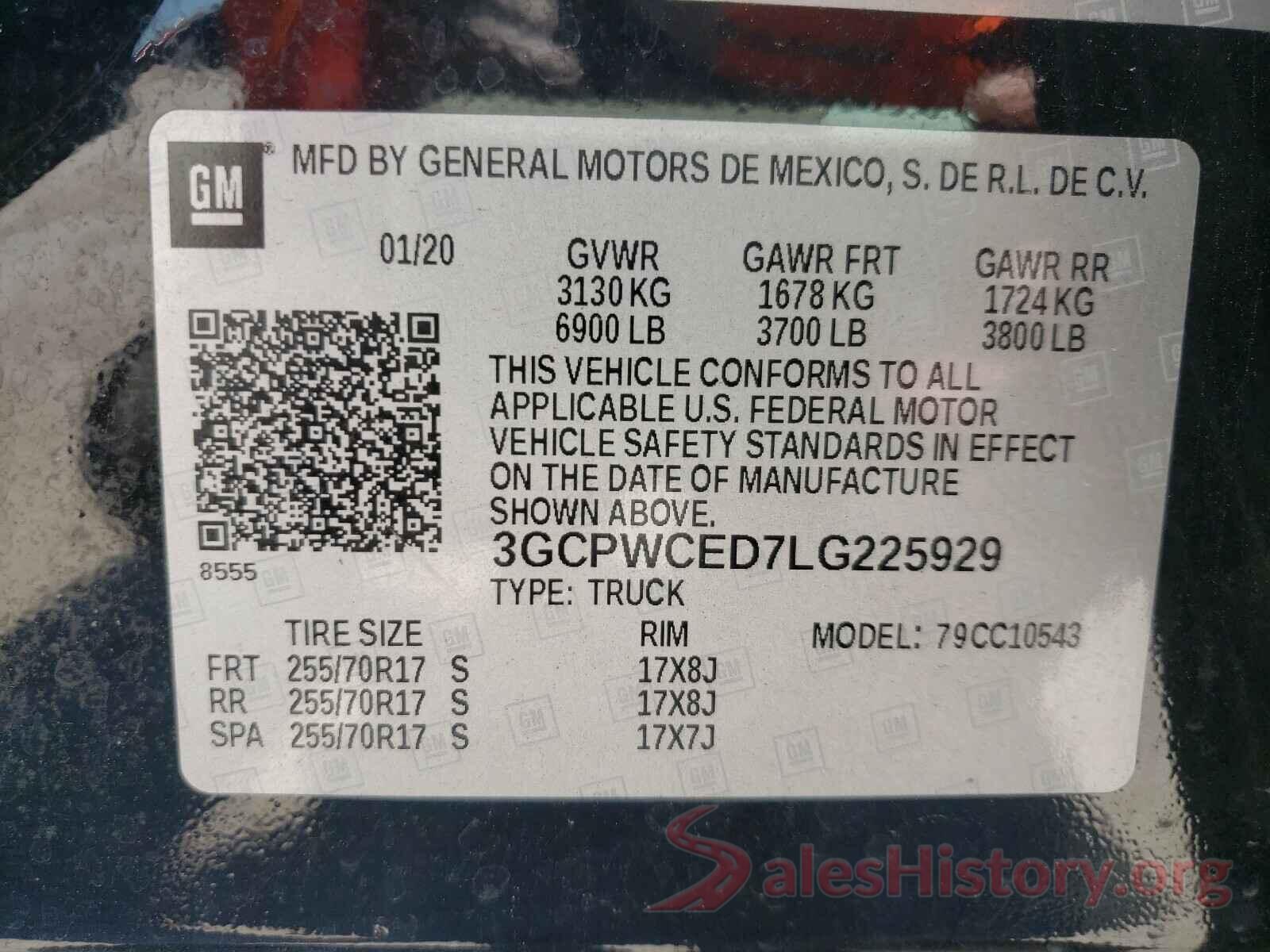 3GCPWCED7LG225929 2020 CHEVROLET SILVERADO