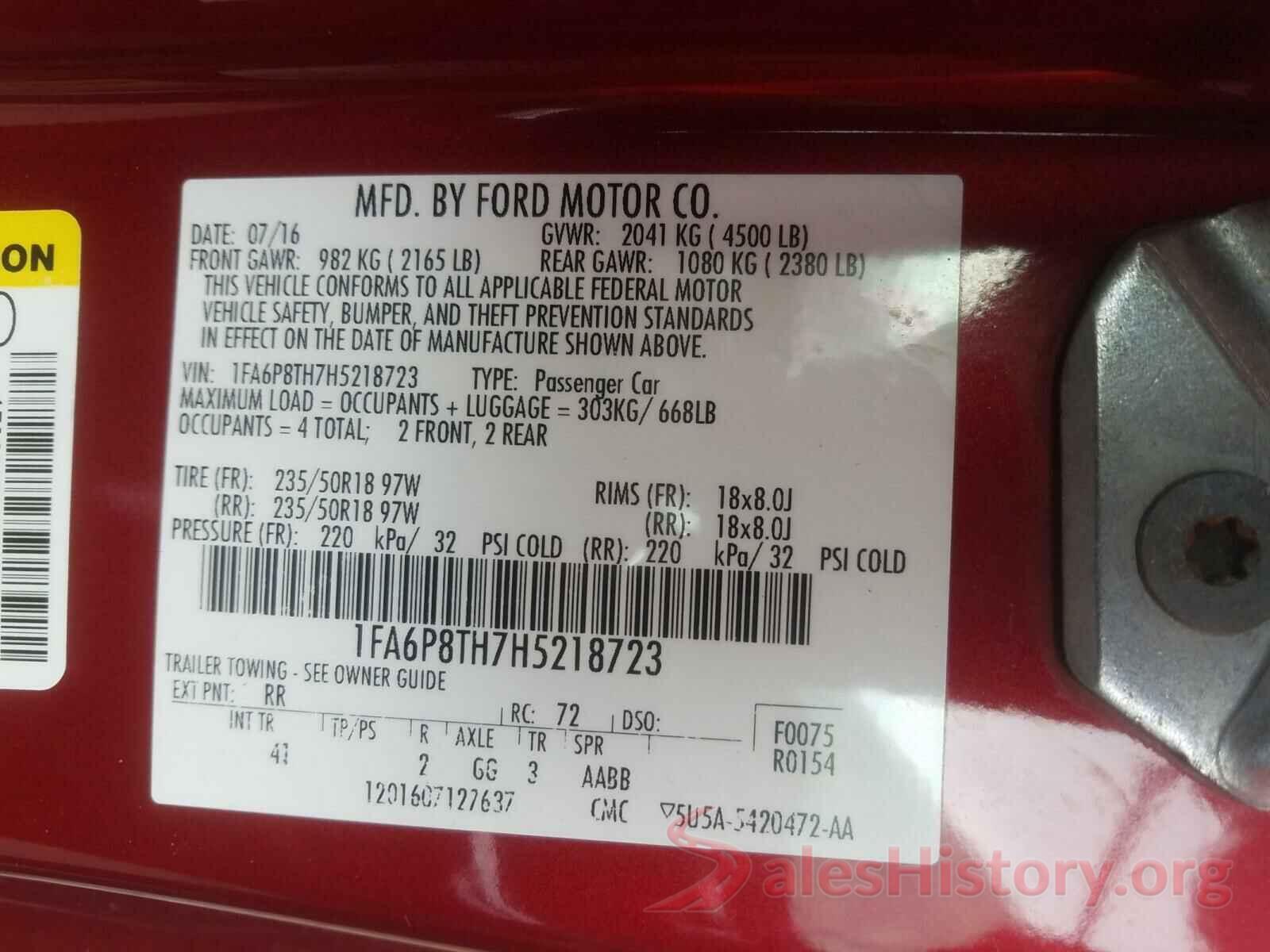 1FA6P8TH7H5218723 2017 FORD MUSTANG