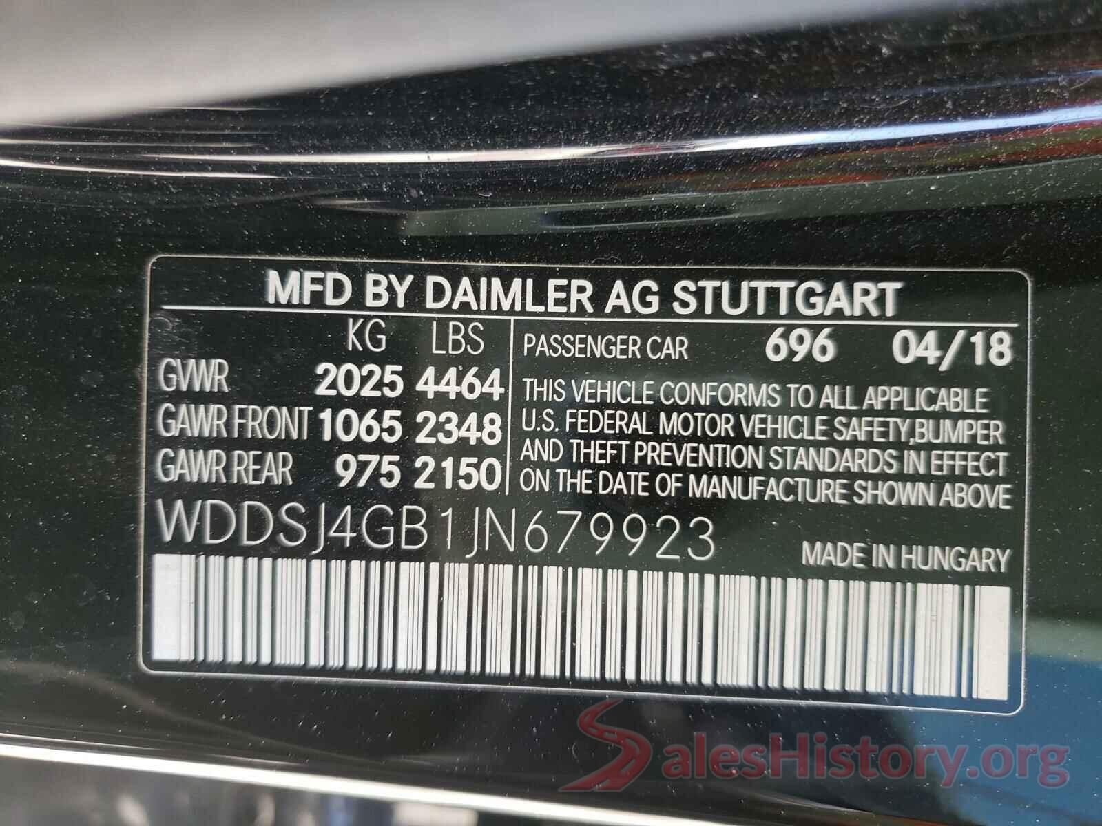 WDDSJ4GB1JN679923 2018 MERCEDES-BENZ C CLASS