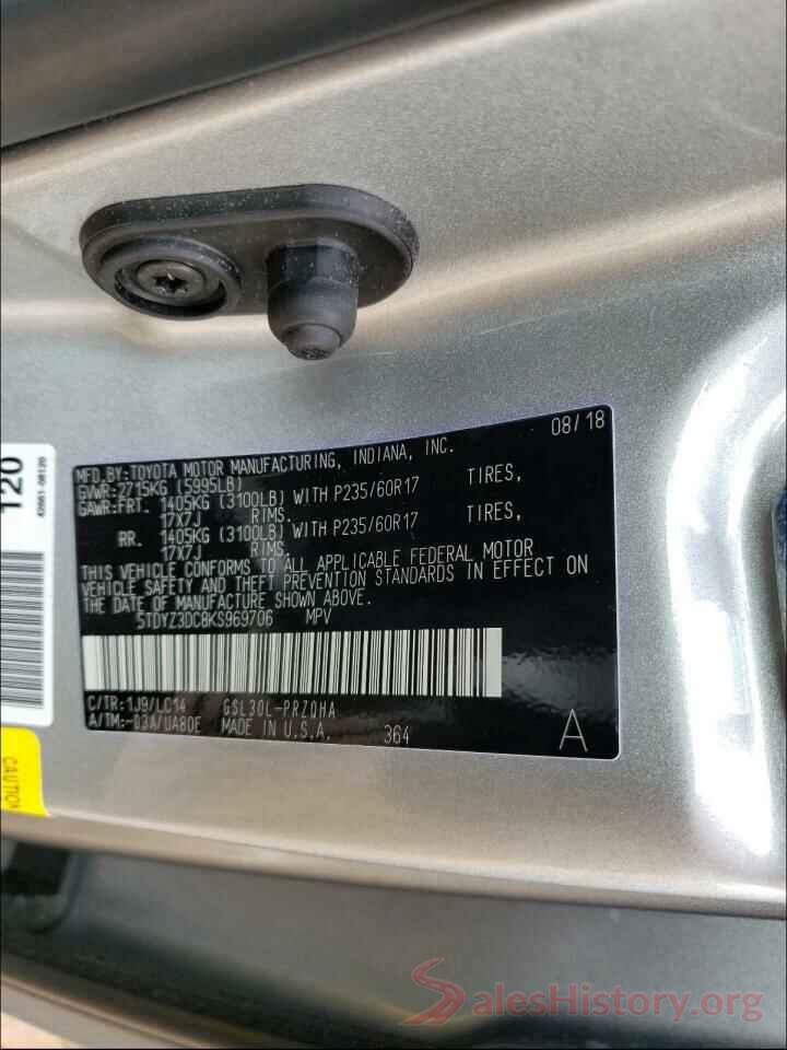 5TDYZ3DC8KS969706 2019 TOYOTA SIENNA