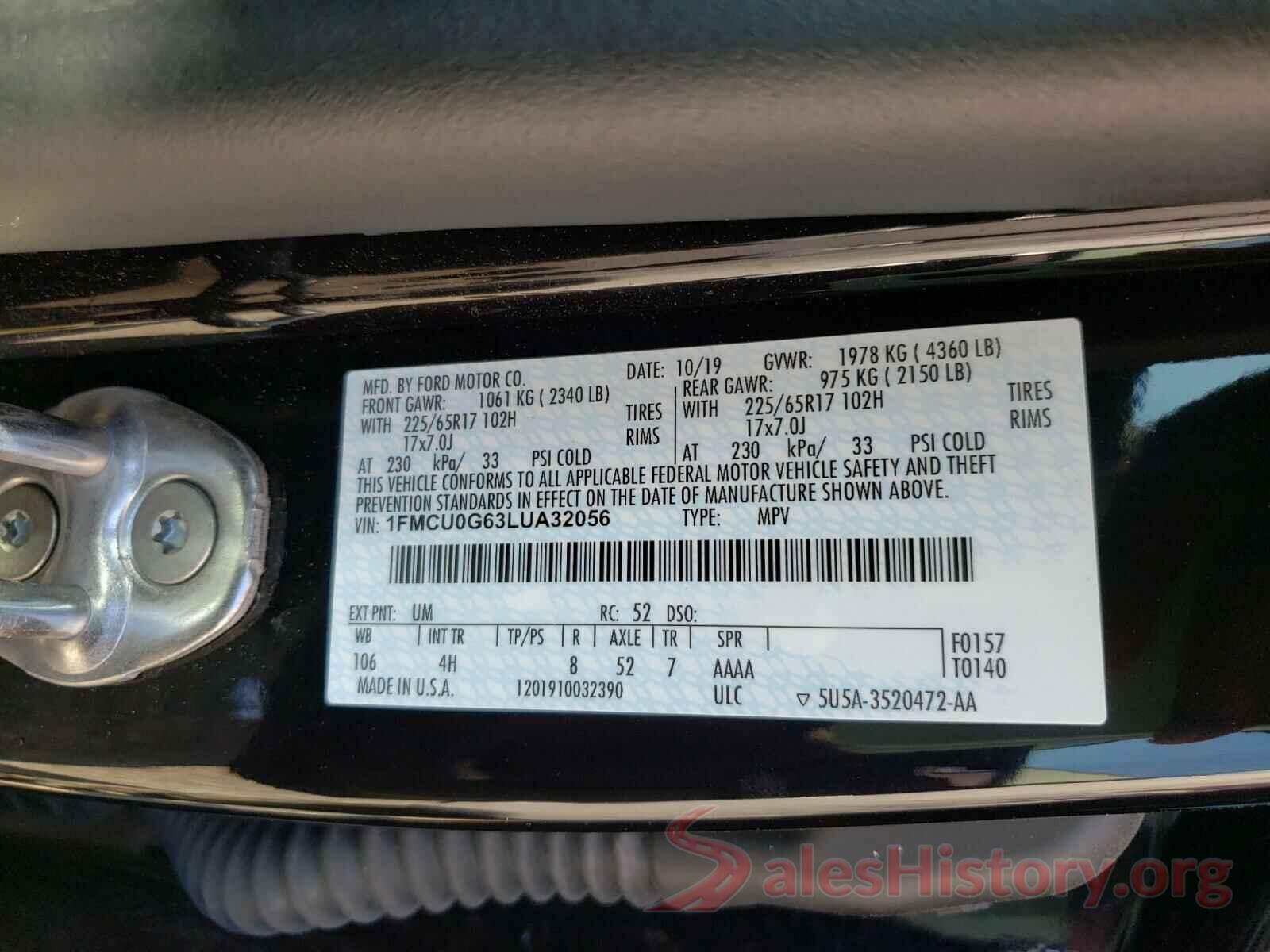 1FMCU0G63LUA32056 2020 FORD ESCAPE