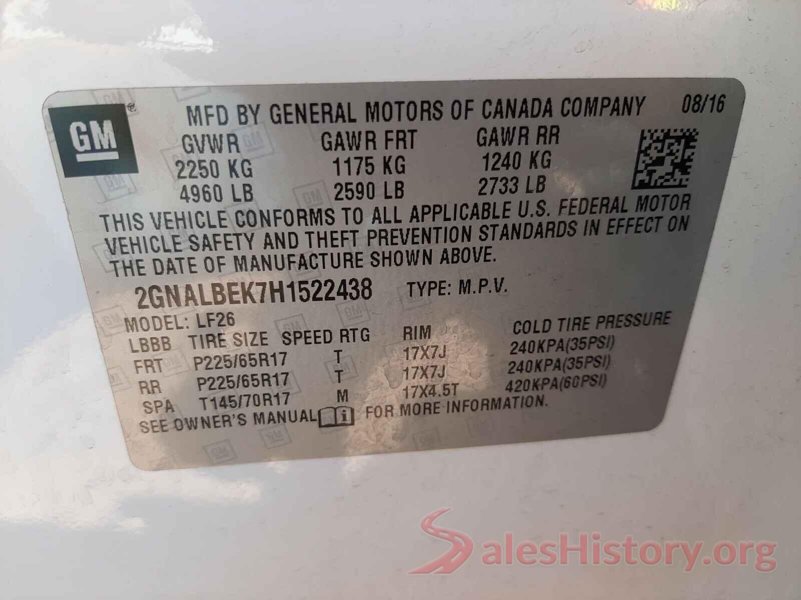 2GNALBEK7H1522438 2017 CHEVROLET EQUINOX