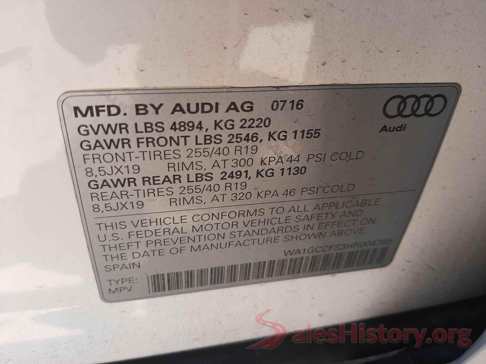 WA1GCCFS3HR004769 2017 AUDI Q3