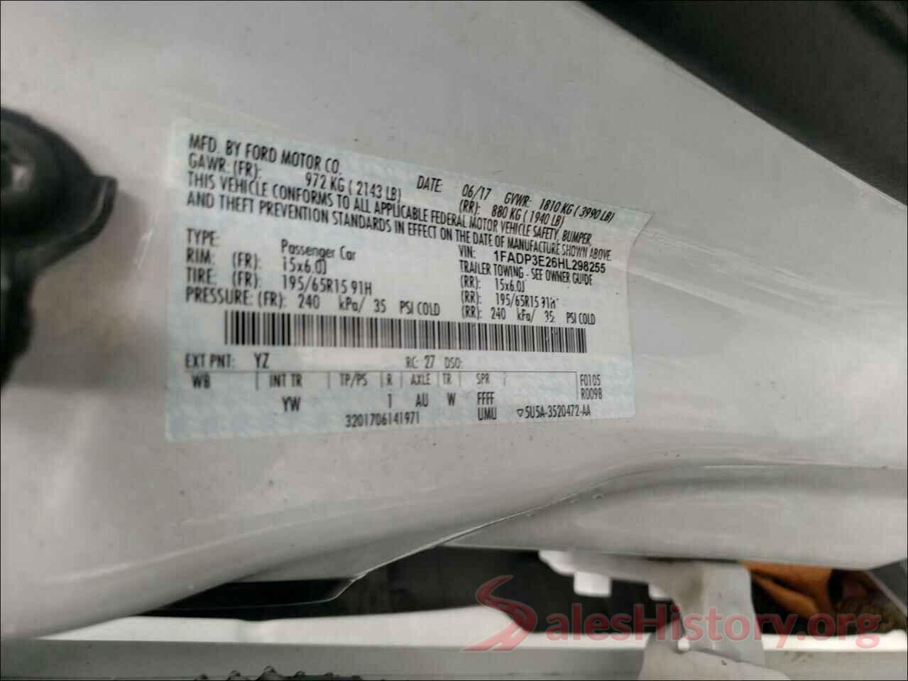 1FADP3E26HL298255 2017 FORD FOCUS