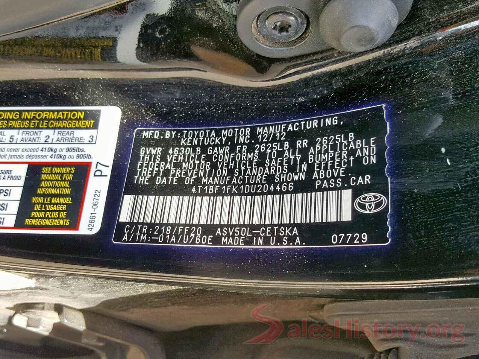 4T1BF1FK1DU204466 2013 TOYOTA CAMRY