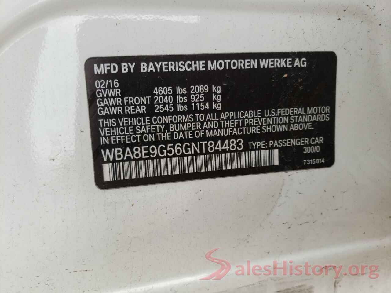 WBA8E9G56GNT84483 2016 BMW 3 SERIES