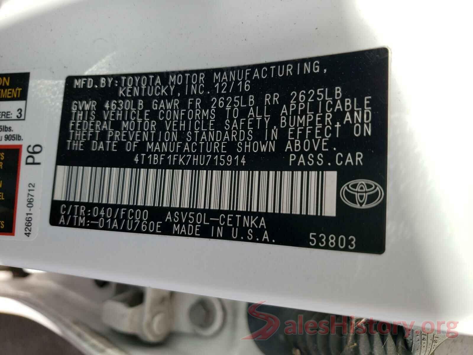 4T1BF1FK7HU715914 2017 TOYOTA CAMRY