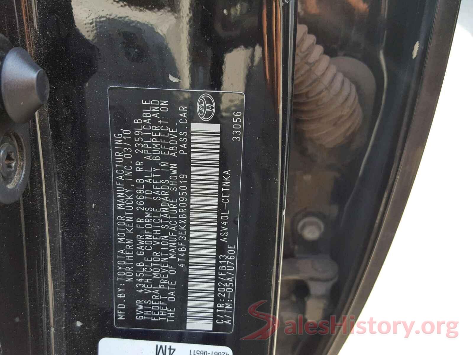 4T4BF3EKXBR095019 2011 TOYOTA CAMRY BASE